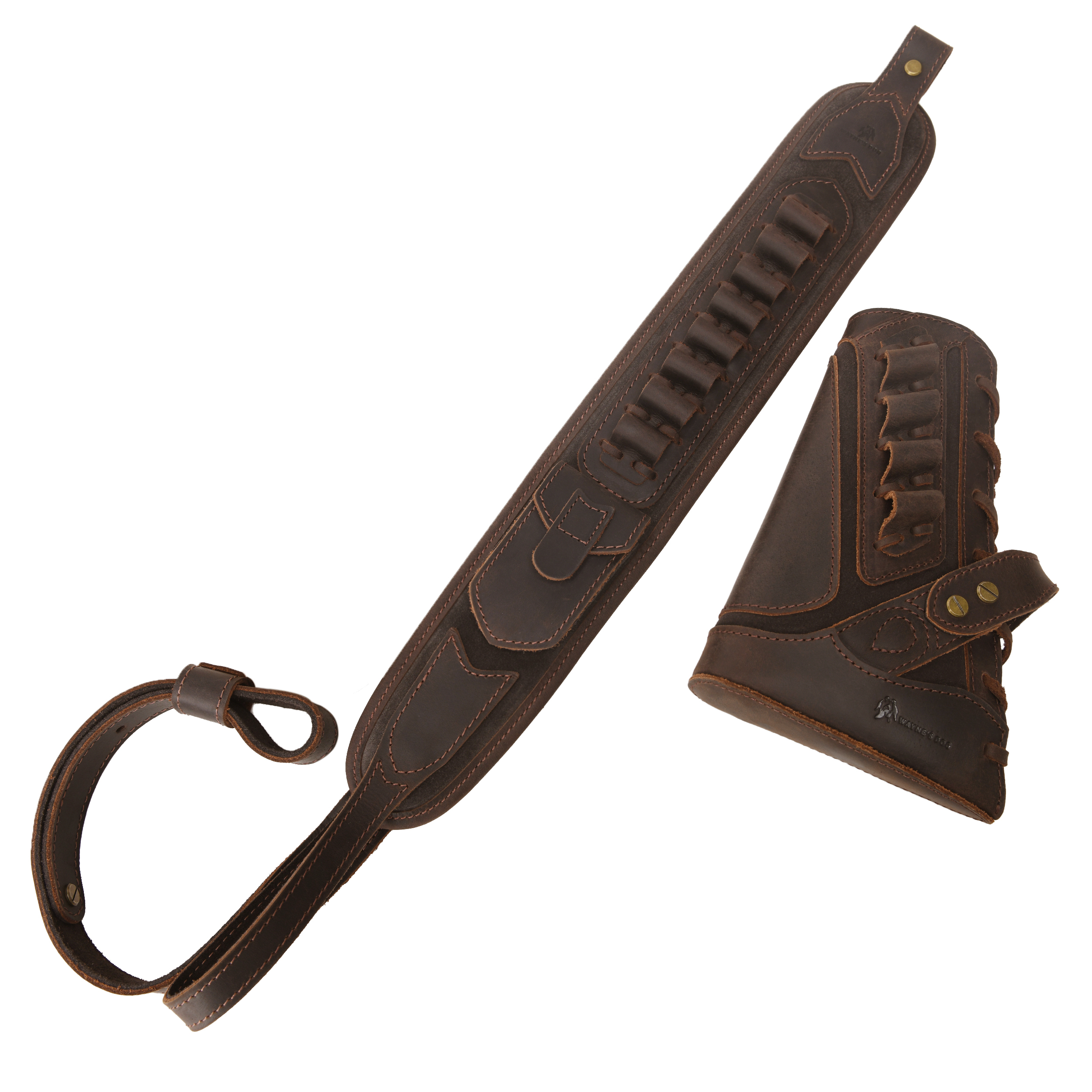 Cowhide Leather Rifle Buttstock Cheek Rest Pad with Matched Sling