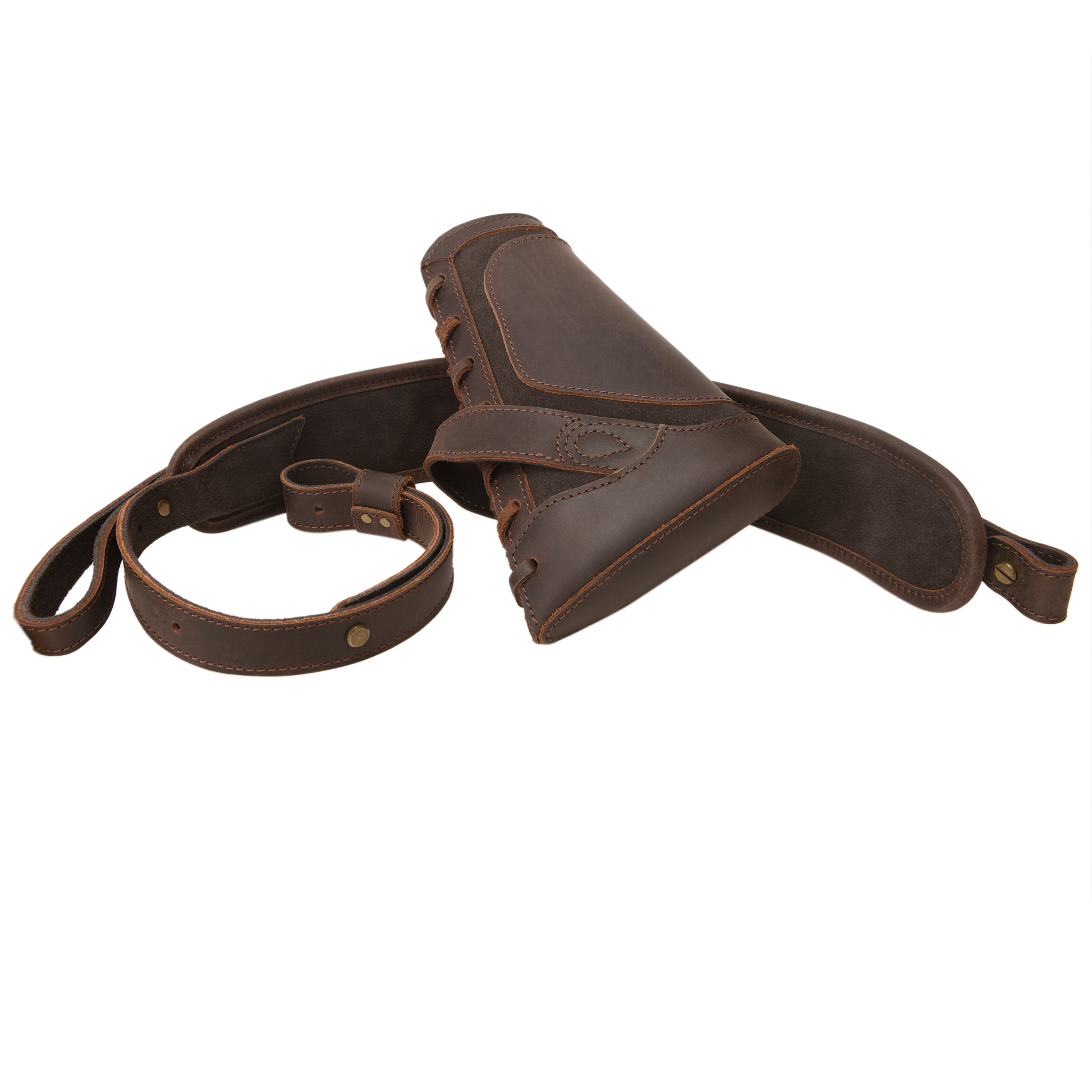 Cowhide Leather Rifle Buttstock Cheek Rest Pad with Matched Sling