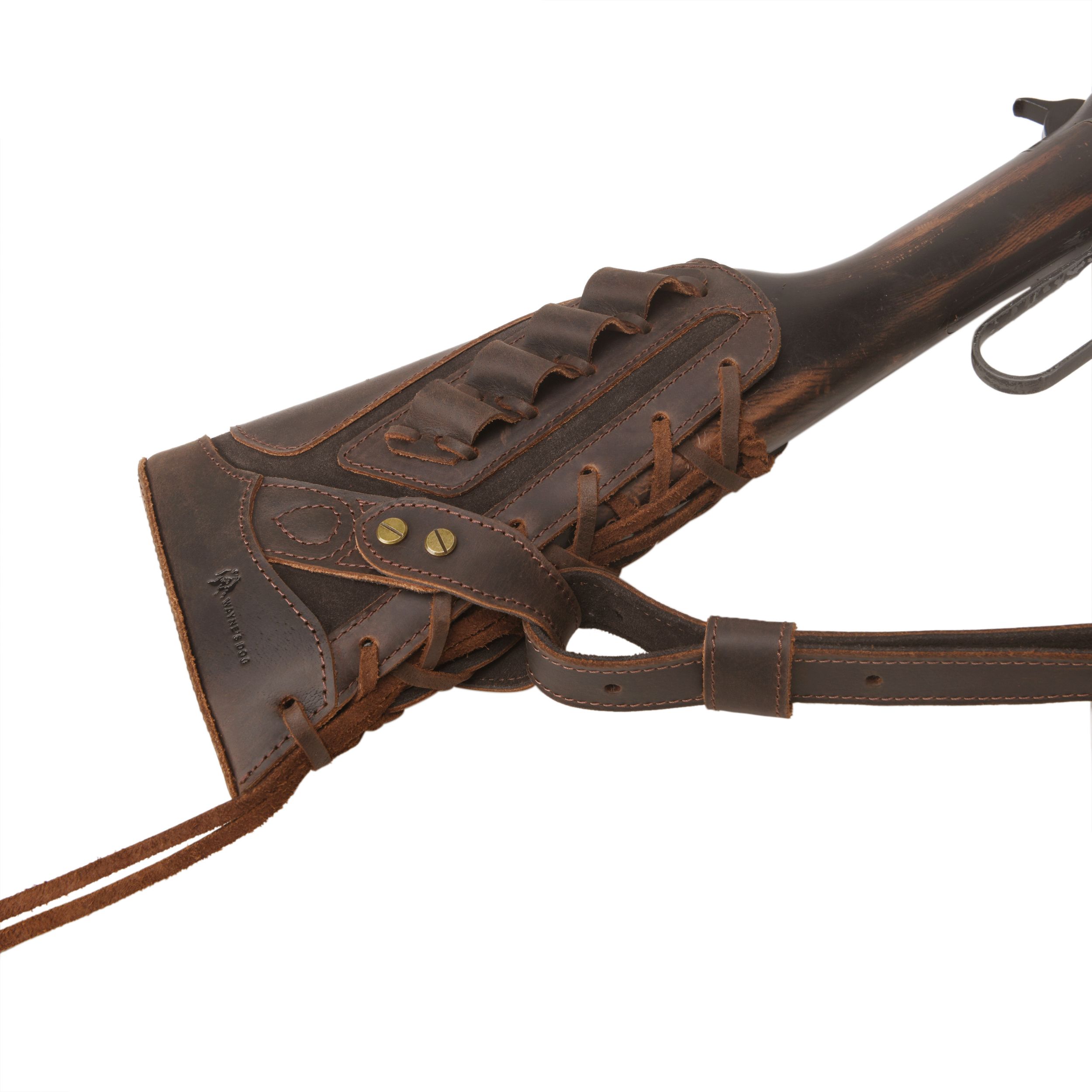 Cowhide Leather Rifle Buttstock Cheek Rest Pad with Matched Sling
