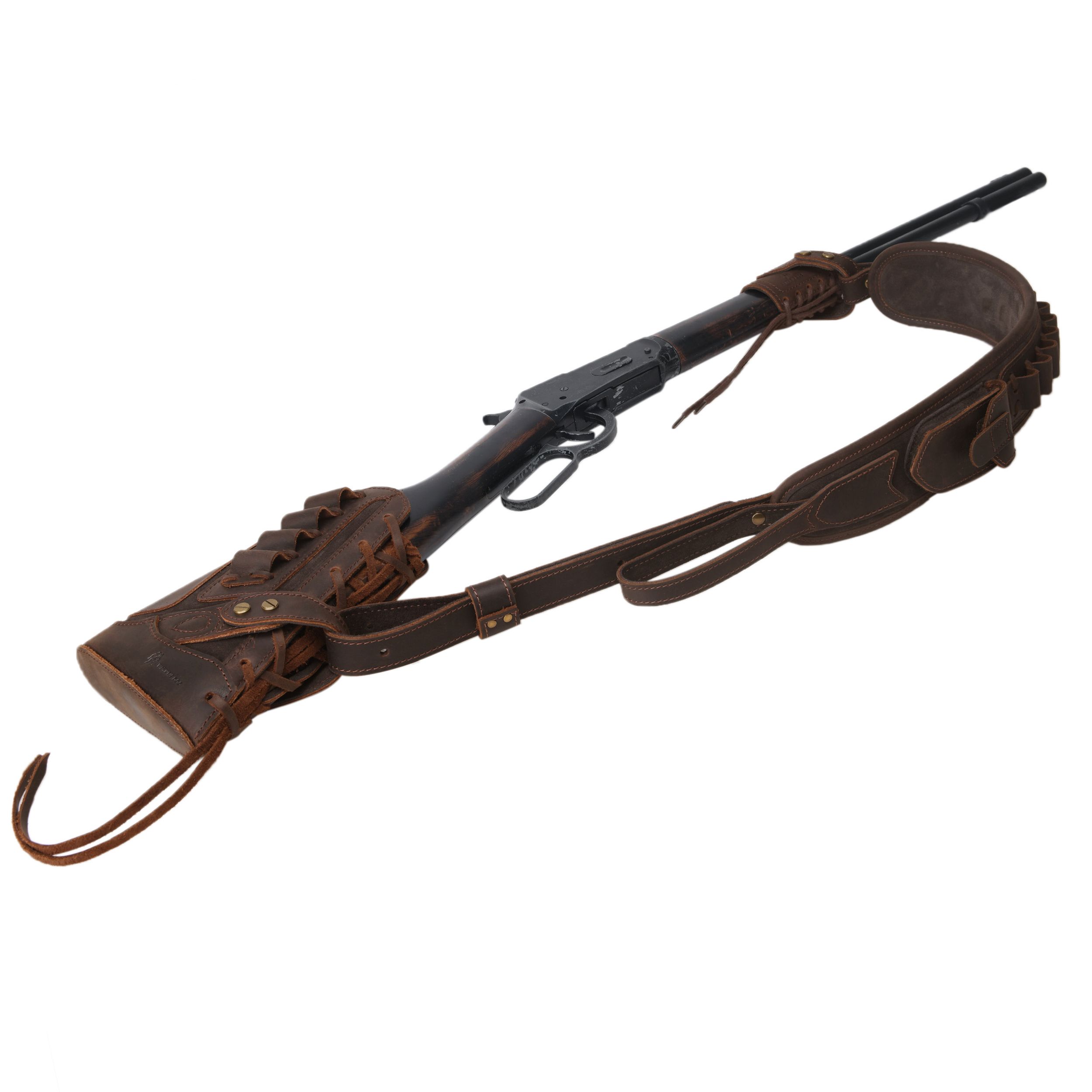 No Drill Set Leather Rifle Sling, Gun Buttstock, Sling Ring for.308.22