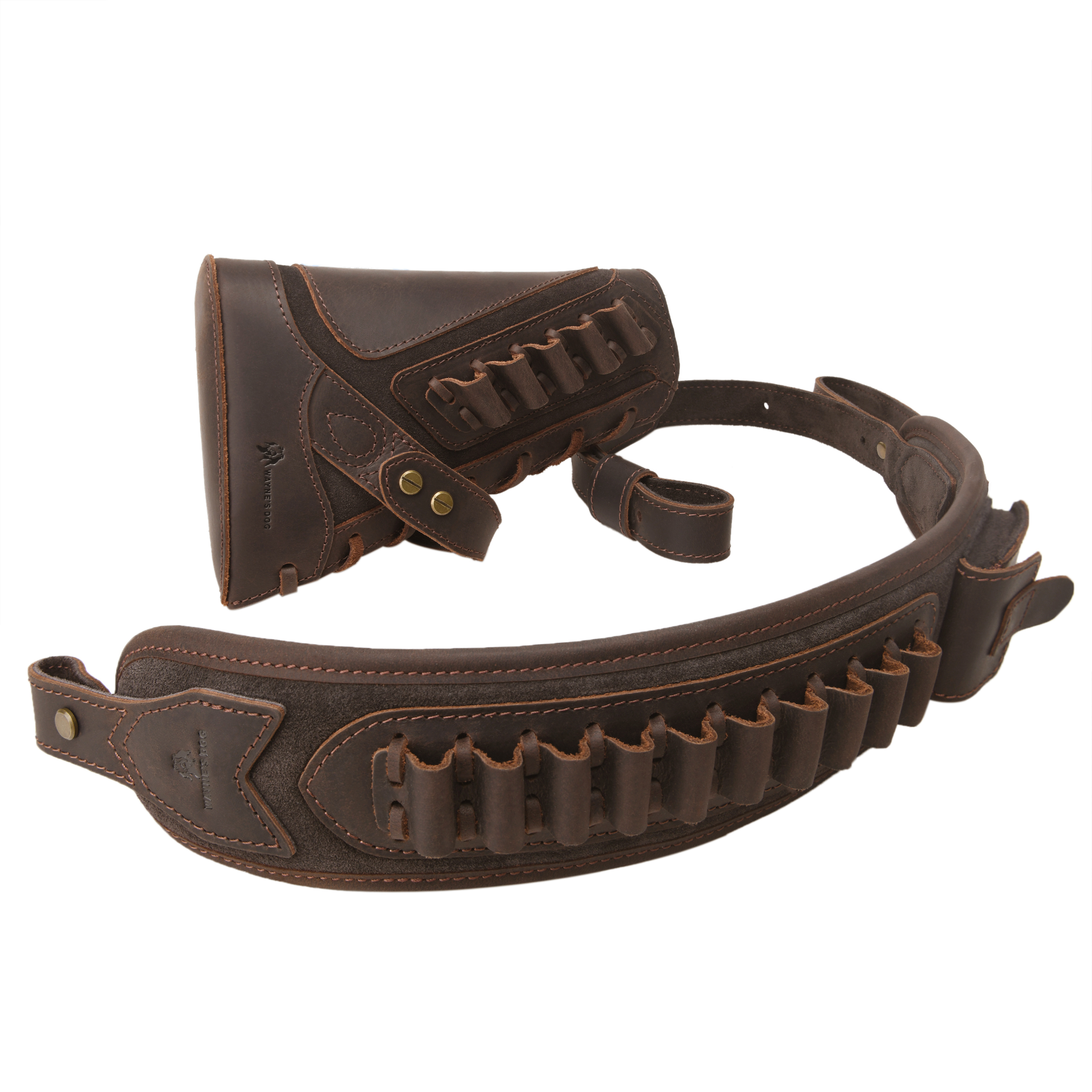Cowhide Leather Rifle Buttstock Cheek Rest Pad with Matched Sling