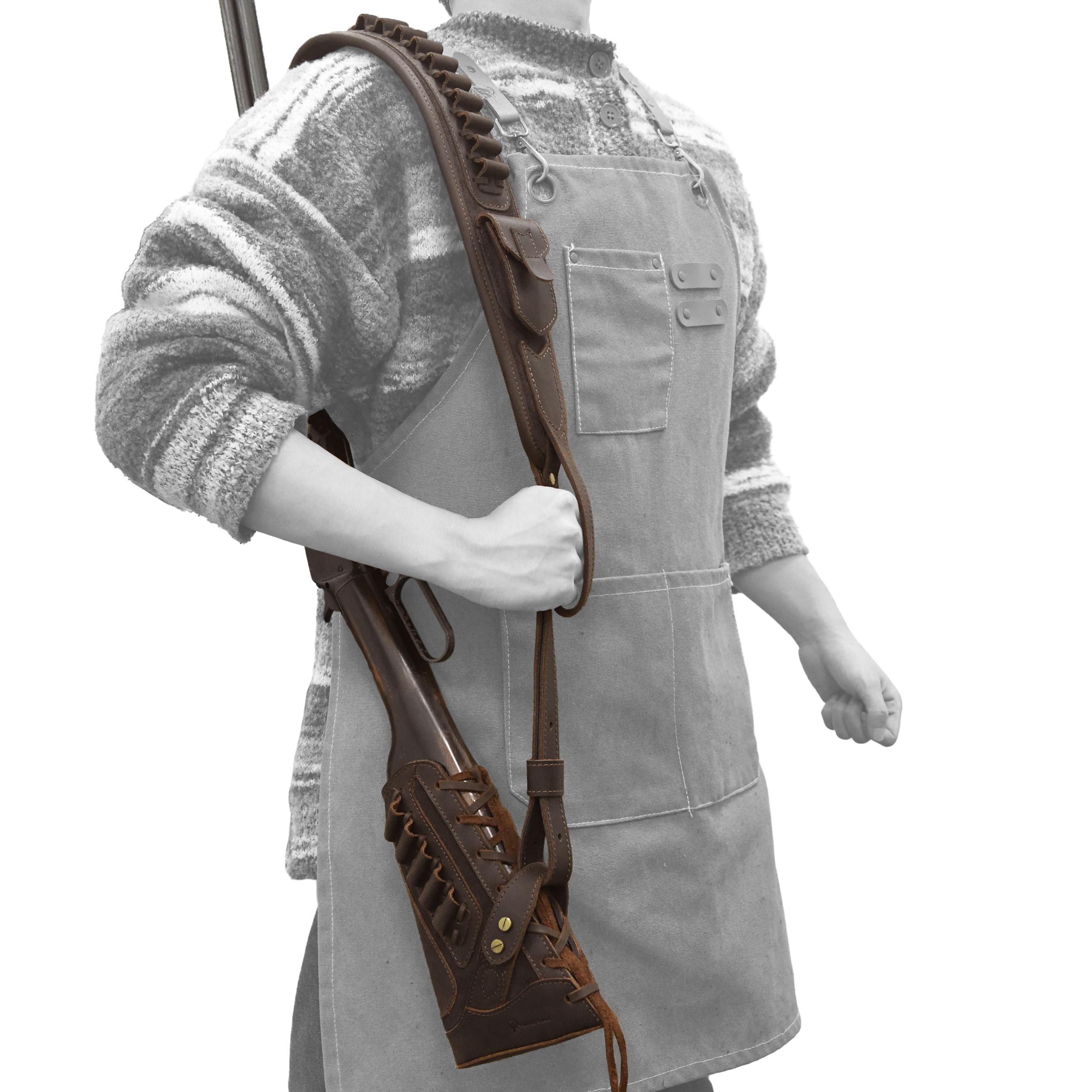 No Drill Set Leather Rifle Sling, Gun Buttstock, Sling Ring for.308.22