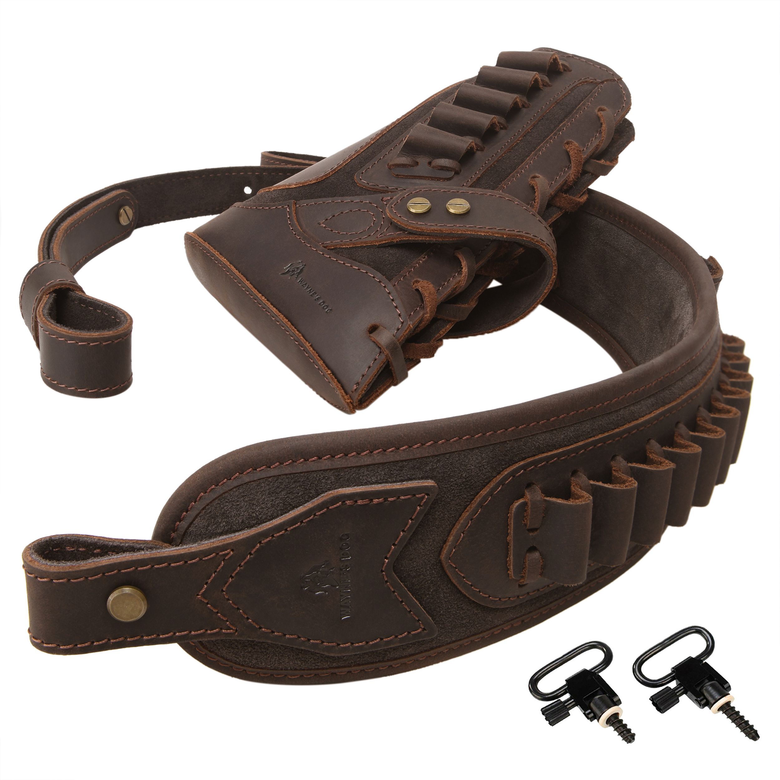 Cowhide Leather Rifle Buttstock Cheek Rest Pad with Matched Sling
