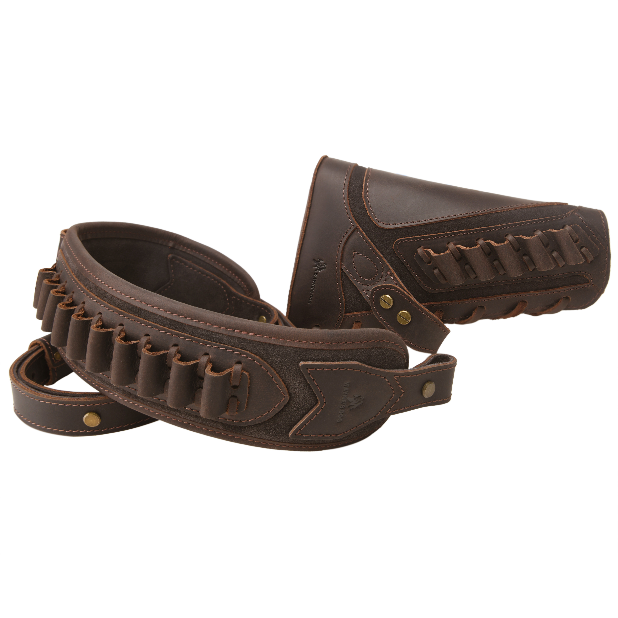 Cowhide Leather Rifle Buttstock Cheek Rest Pad with Matched Sling