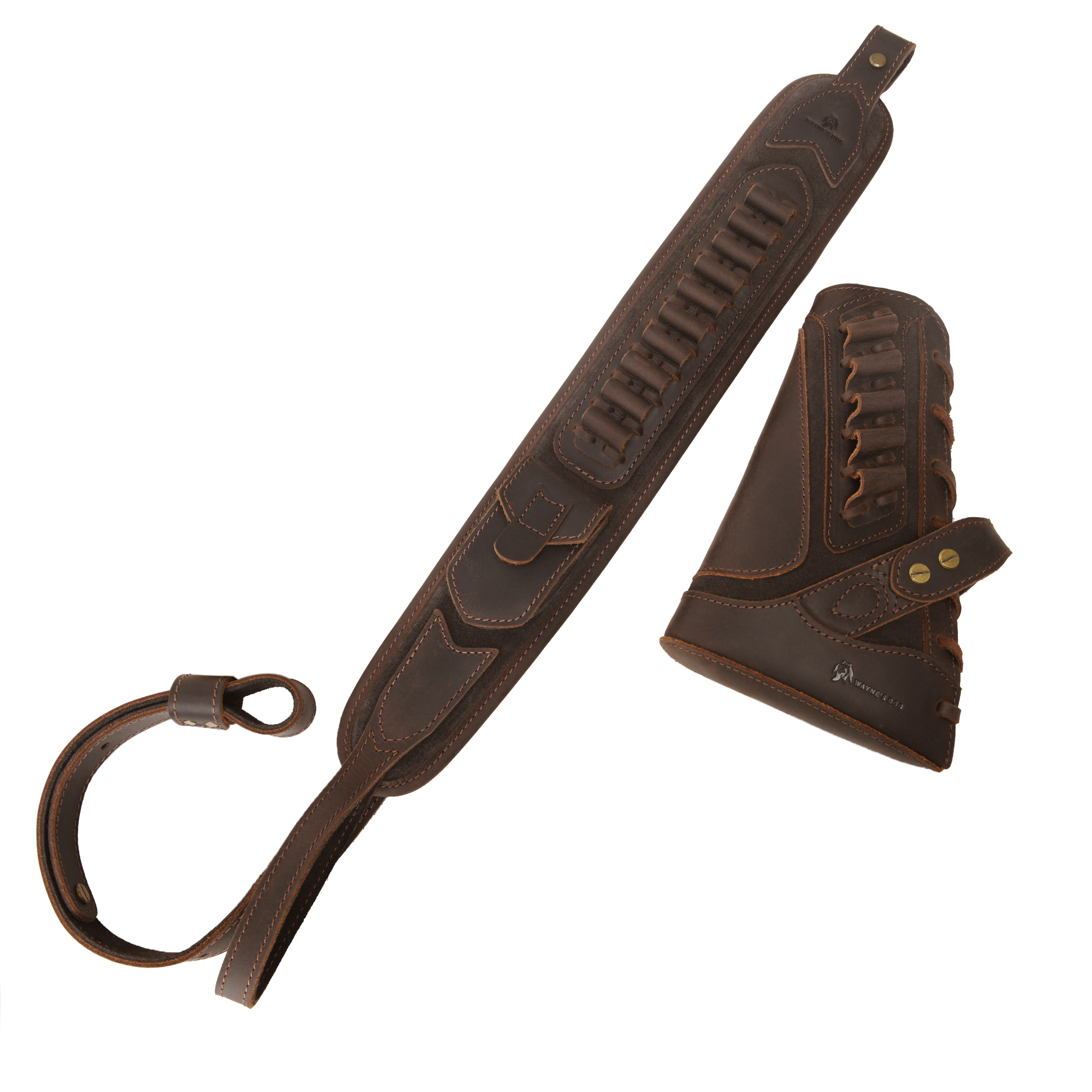 Cowhide Leather Rifle Buttstock Cheek Rest Pad with Matched Sling
