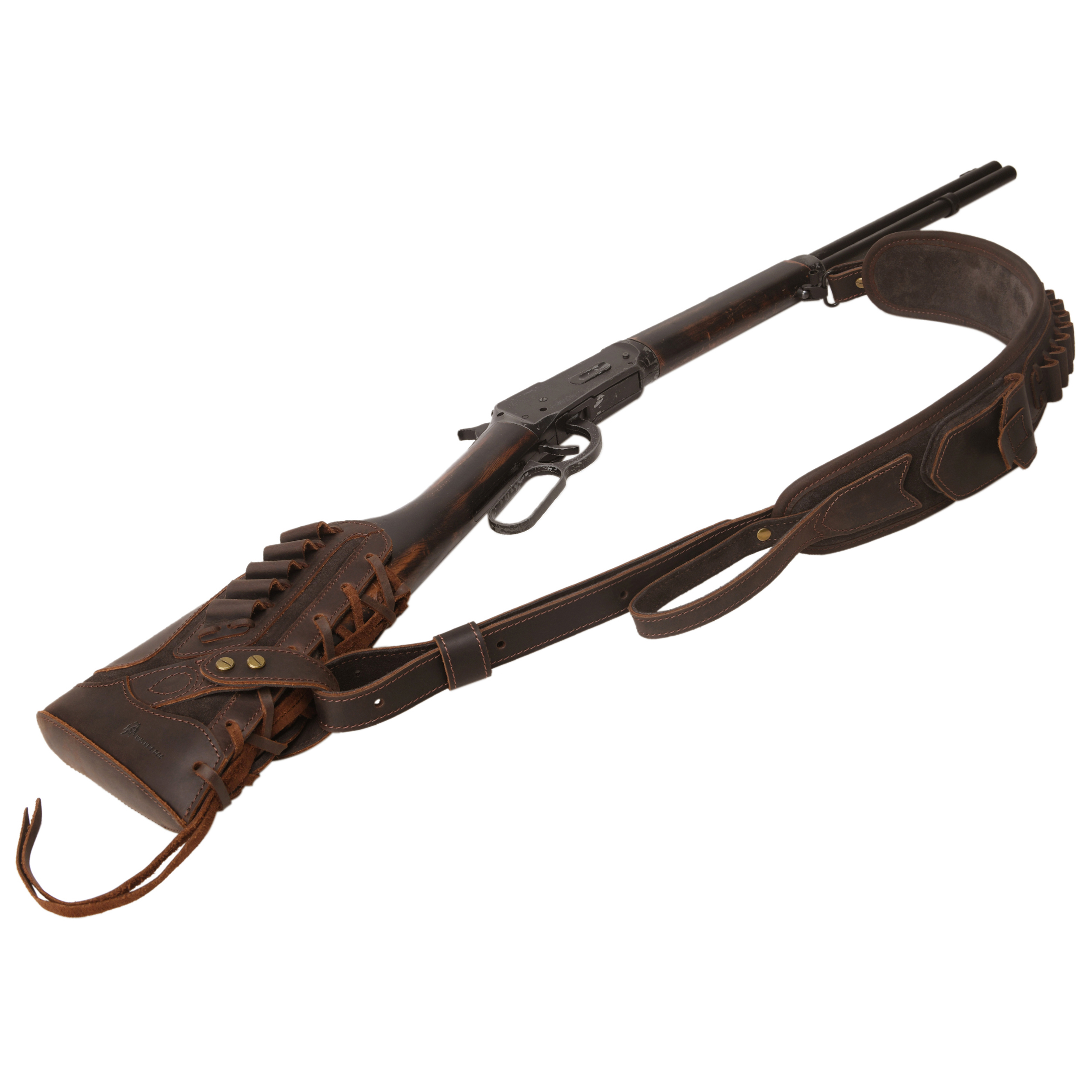 Cowhide Leather Rifle Buttstock Cheek Rest Pad with Matched Sling