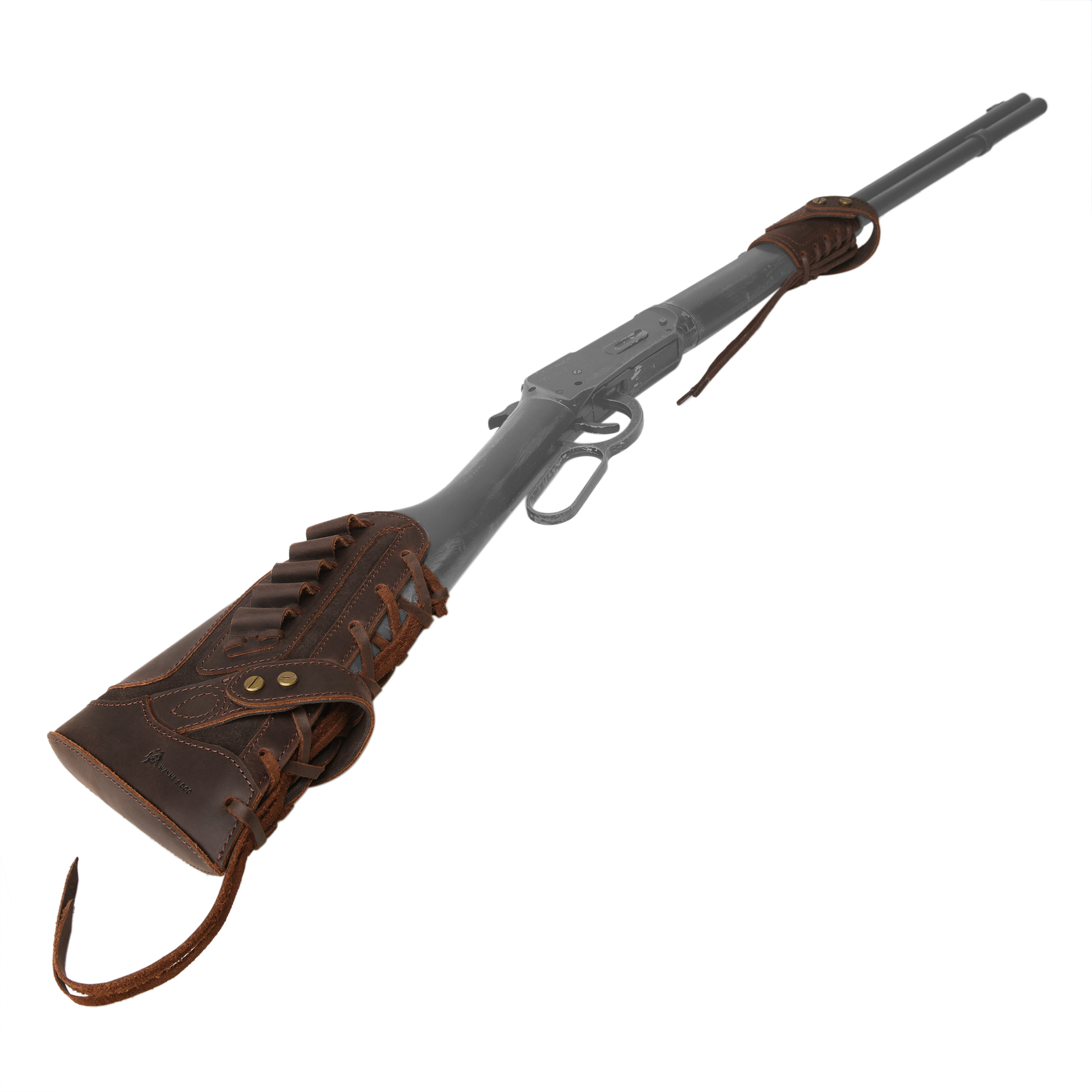 Leather No-Drill Rifle Magazine Pouch with Sling Ring for .30-30.45-70