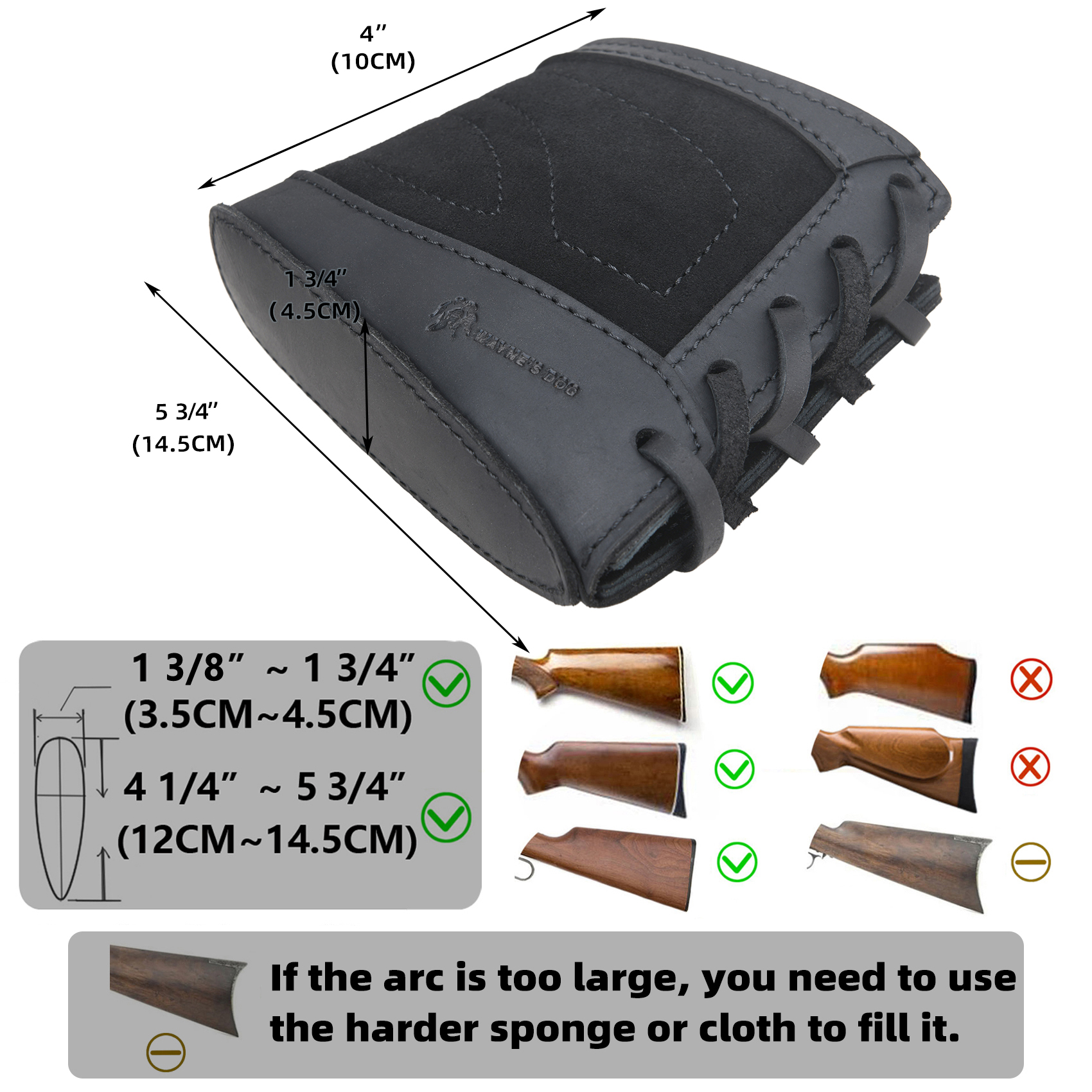 Slip On Recoil Pads for Rifles Shotguns, Adjustable Leather Gun Stock