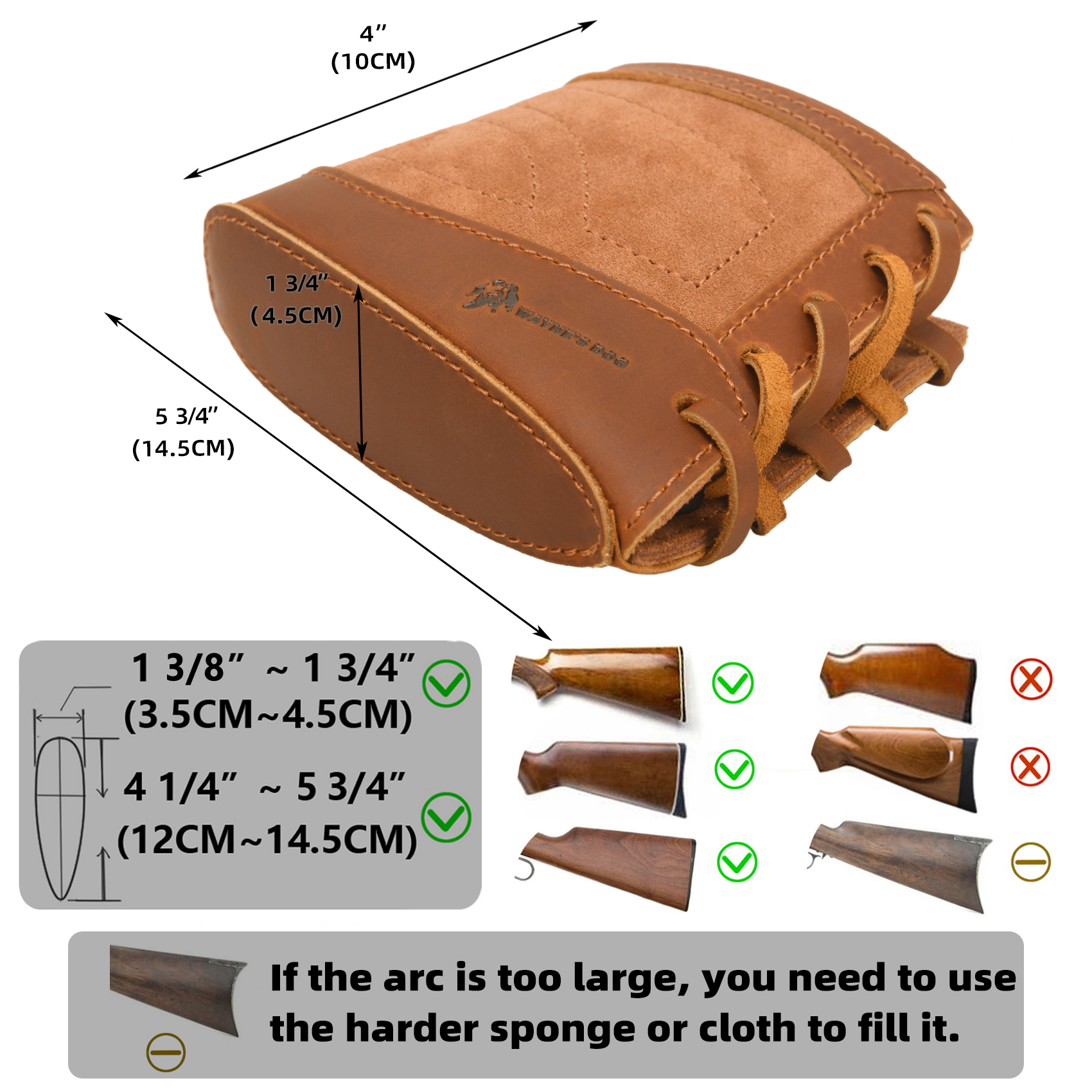 Slip On Recoil Pads for Rifles Shotguns, Adjustable Leather Gun Stock