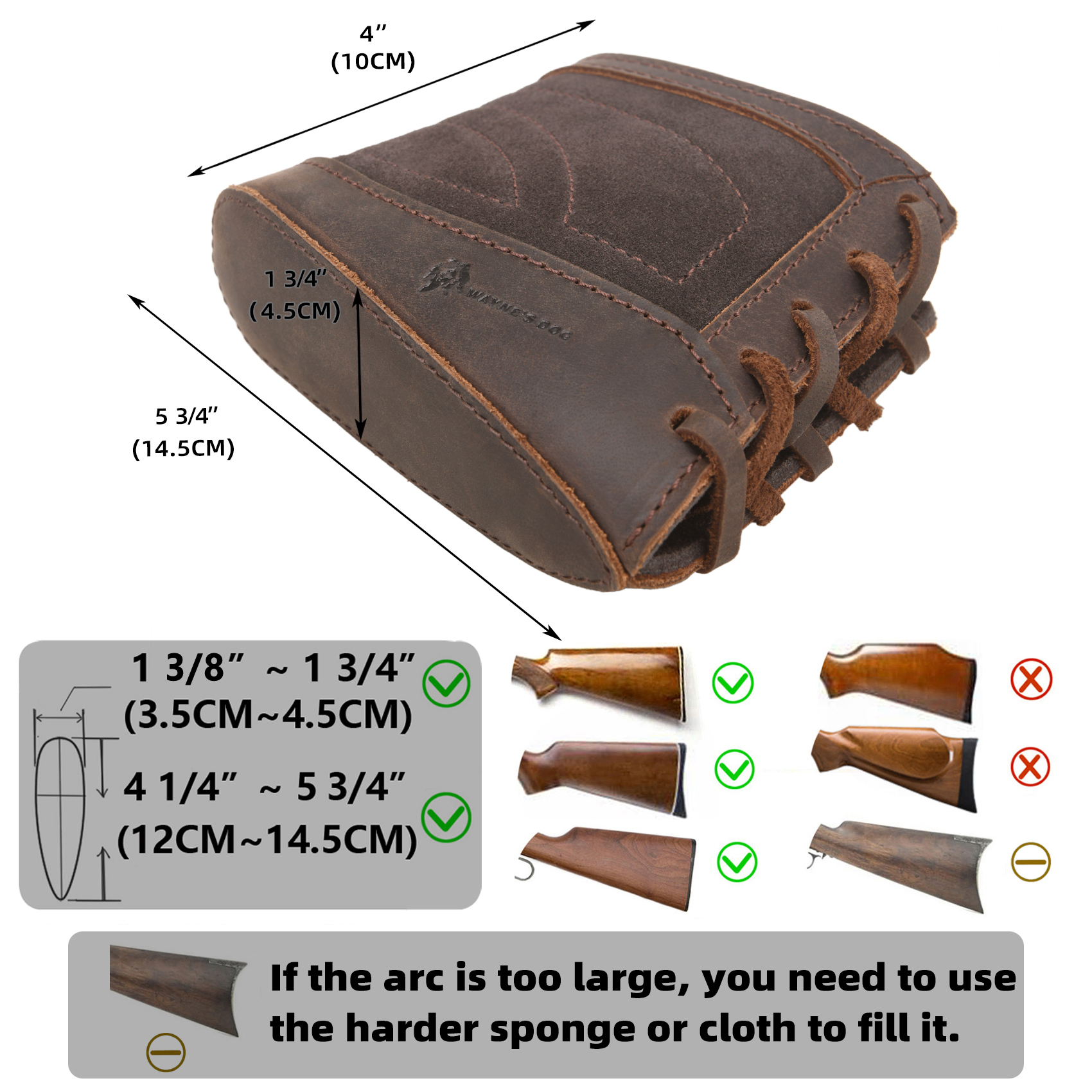 Slip On Recoil Pads for Rifles Shotguns, Adjustable Leather Gun Stock