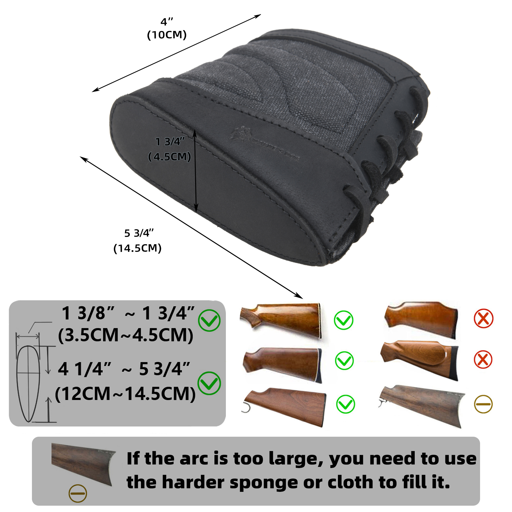 Slip On Recoil Pads for Rifles Shotguns, Adjustable Canvas Gun Stock