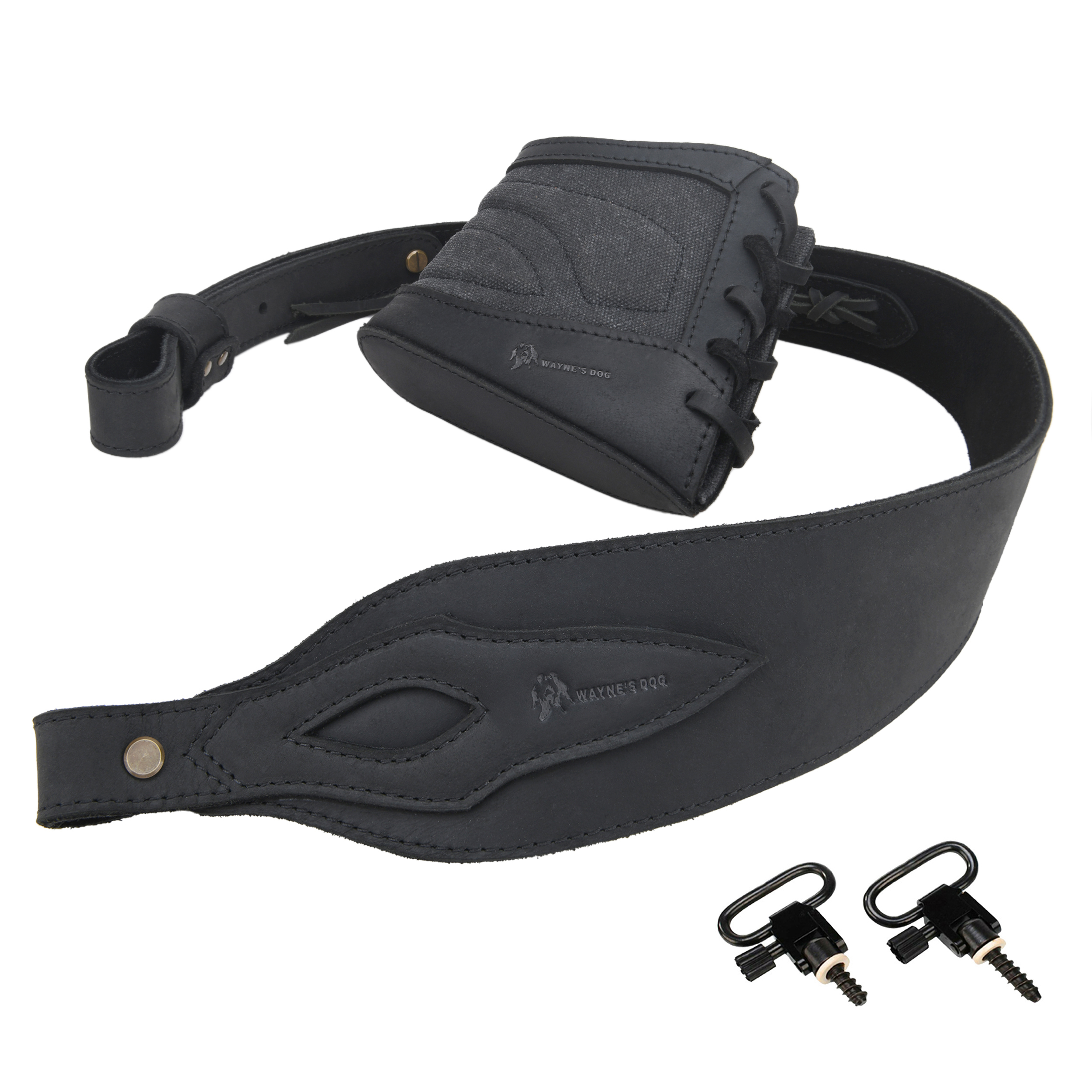 Slip On Recoil Pad with Sling, Leather Canvas Buttstock with Straps Set