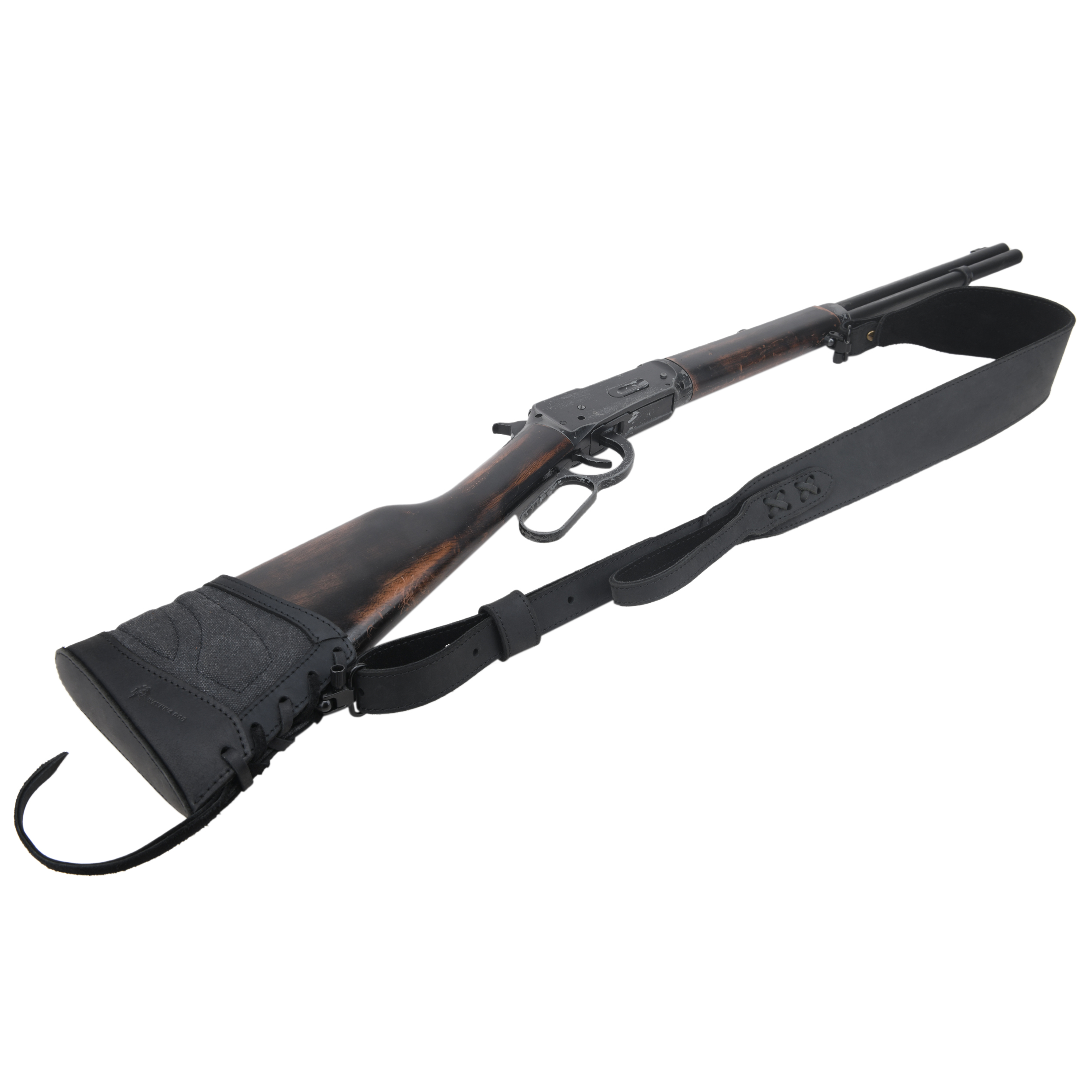 Slip On Recoil Pad with Sling, Leather Canvas Buttstock with Straps Set