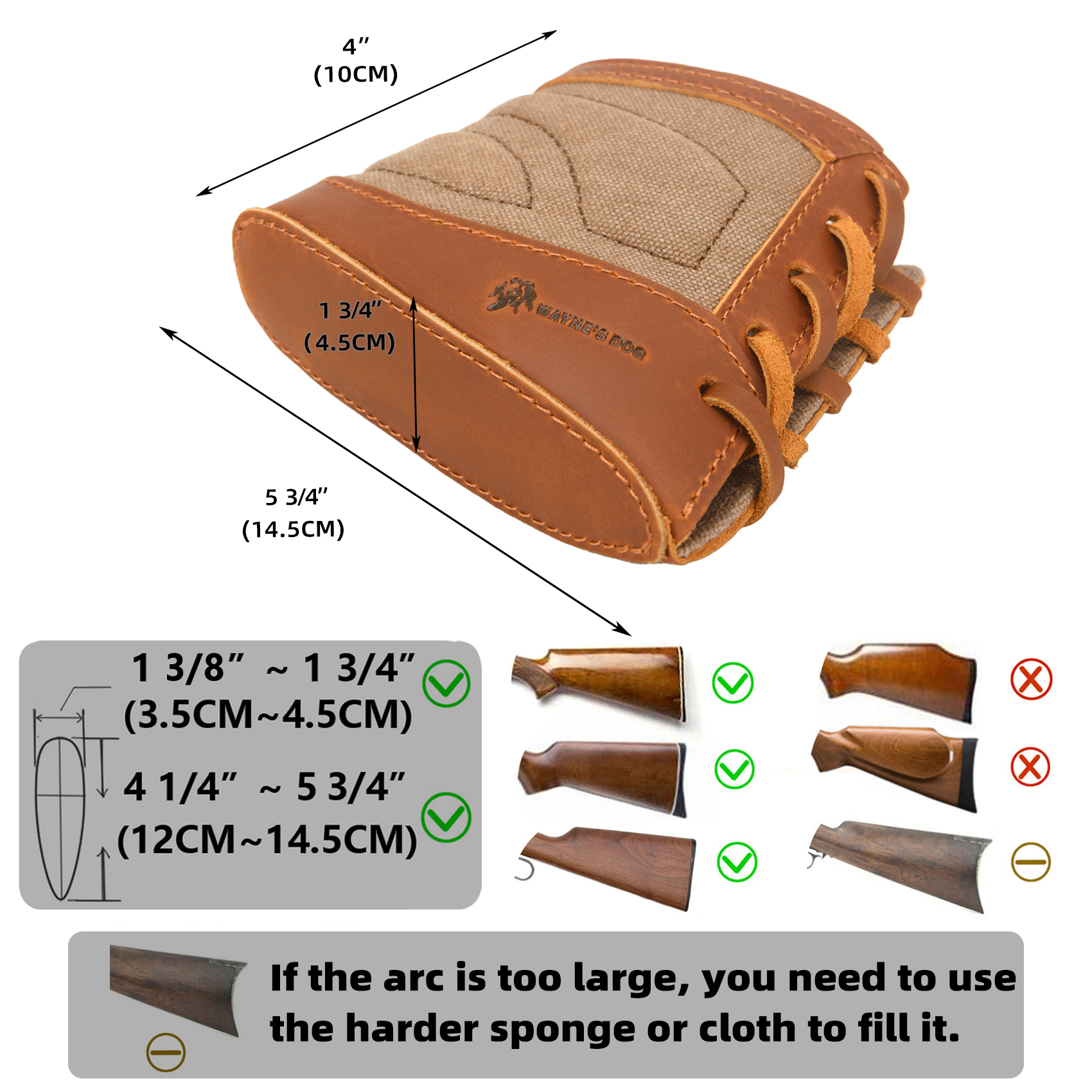 Slip On Recoil Pads for Rifles Shotguns, Adjustable Canvas Gun Stock