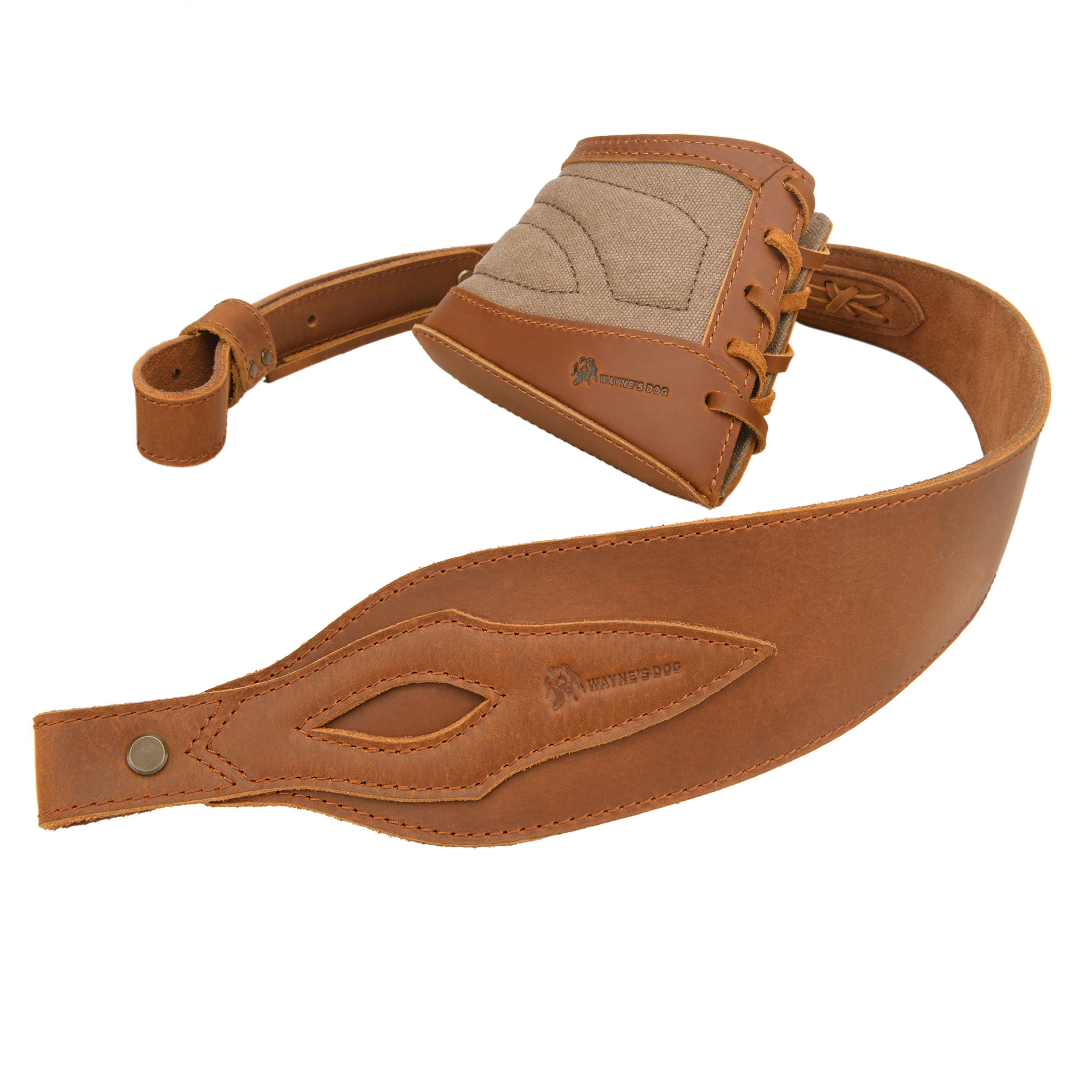 Slip On Recoil Pad with Sling, Leather Canvas Buttstock with Straps Set