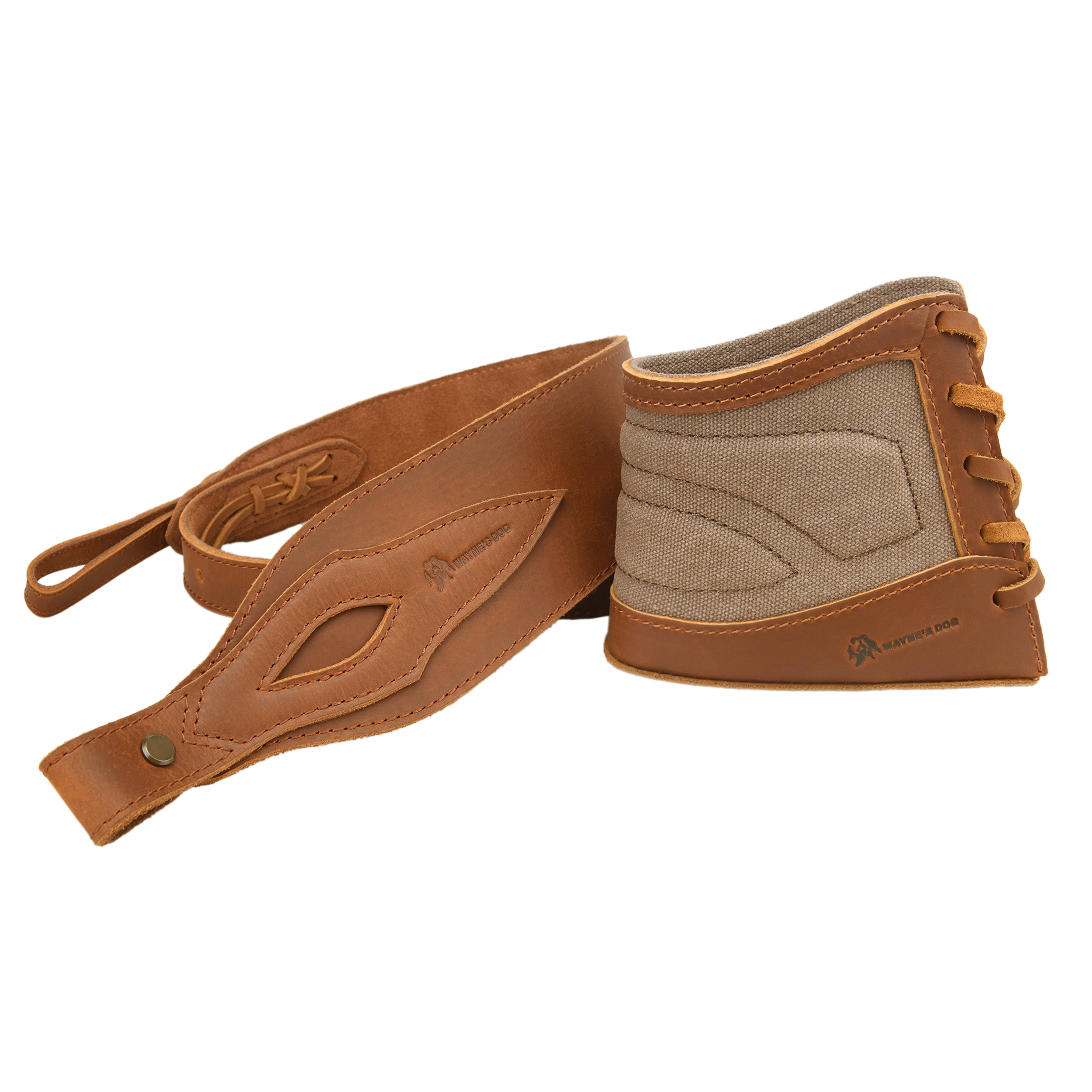 Slip On Recoil Pad with Sling, Leather Canvas Buttstock with Straps Set