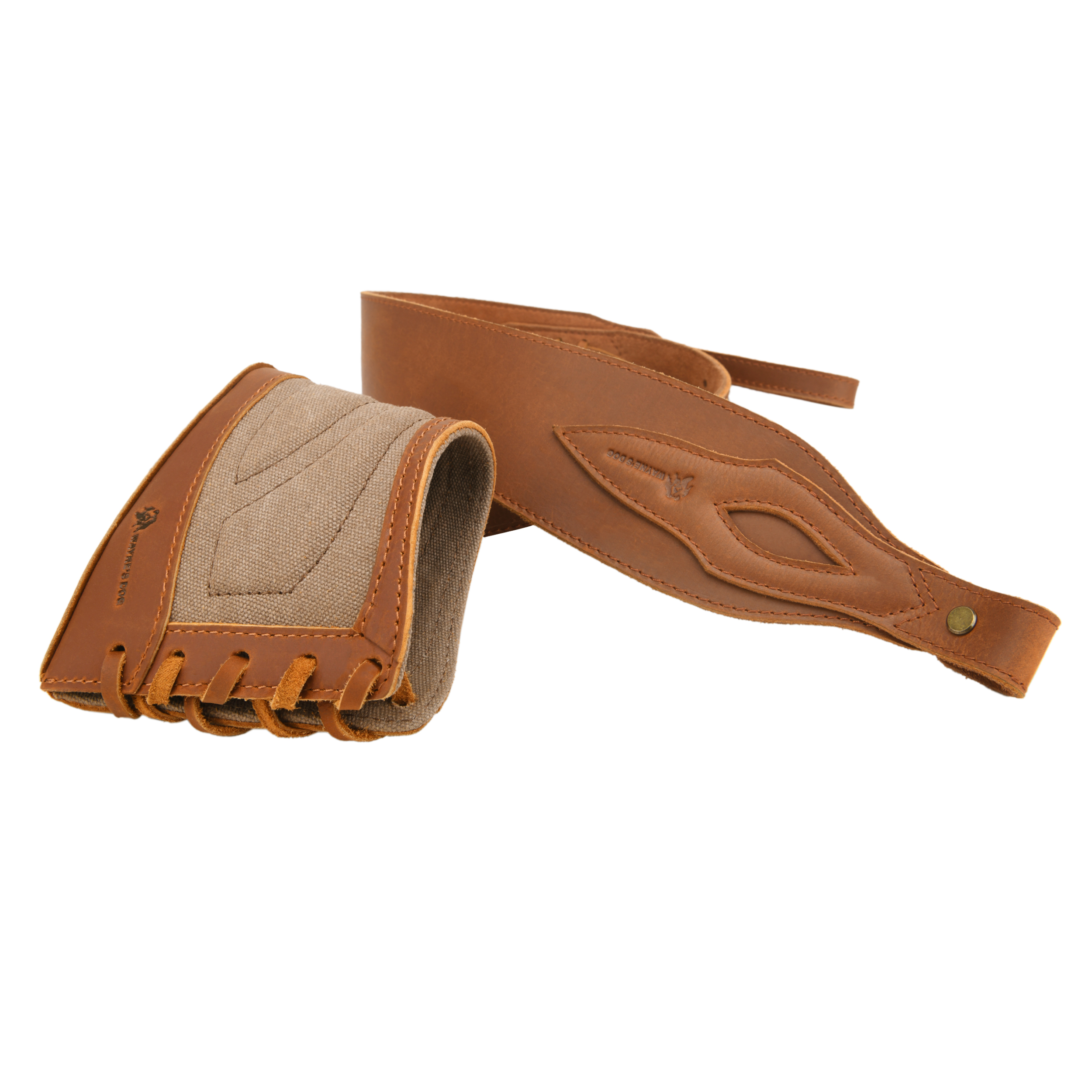 Slip On Recoil Pad with Sling, Leather Canvas Buttstock with Straps Set