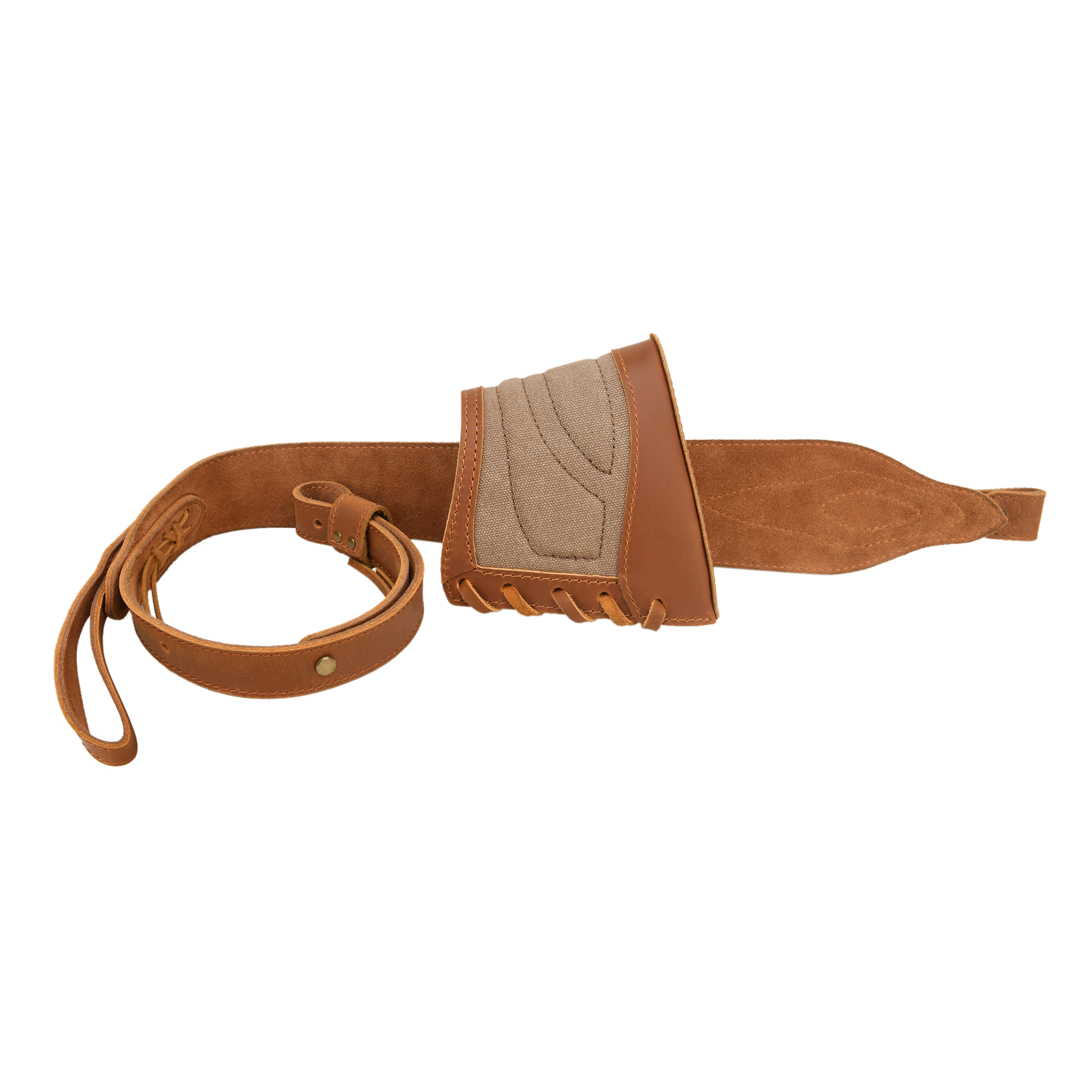 Slip On Recoil Pad with Sling, Leather Canvas Buttstock with Straps Set