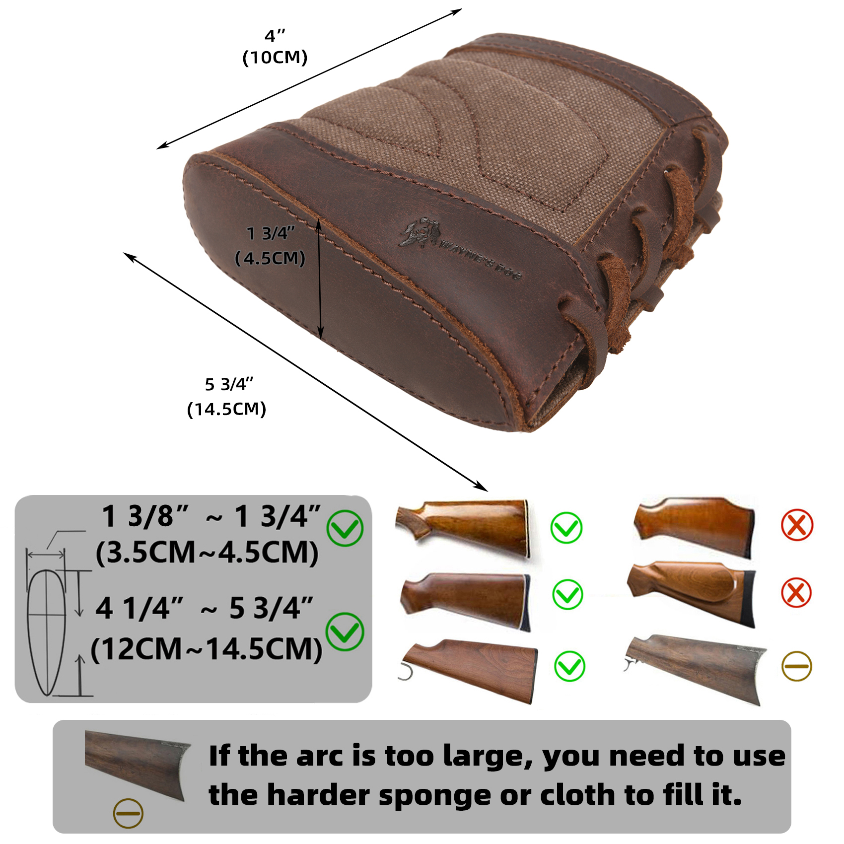 Slip On Recoil Pads for Rifles Shotguns, Adjustable Canvas Gun Stock