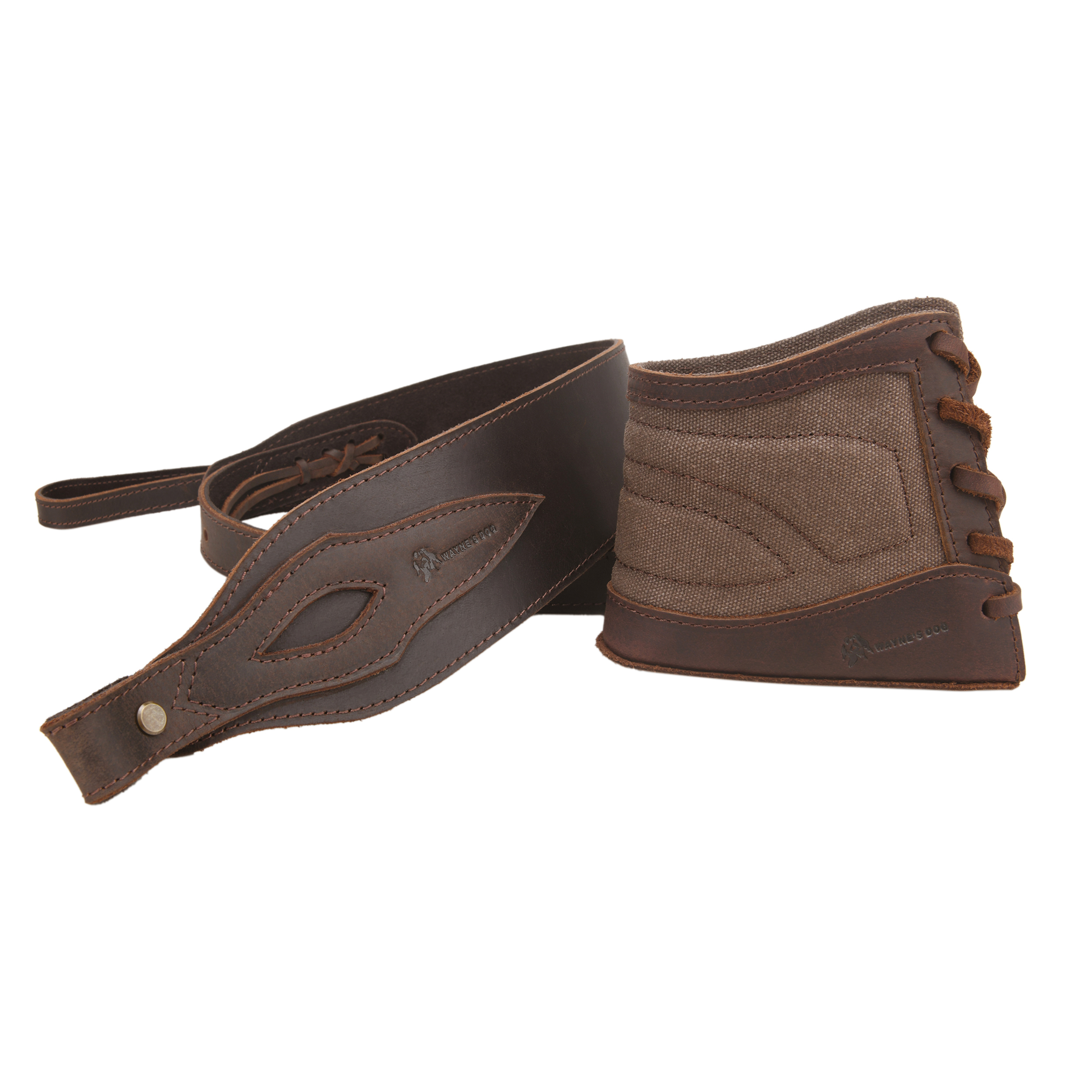 Slip On Recoil Pad with Sling, Leather Canvas Buttstock with Straps Set
