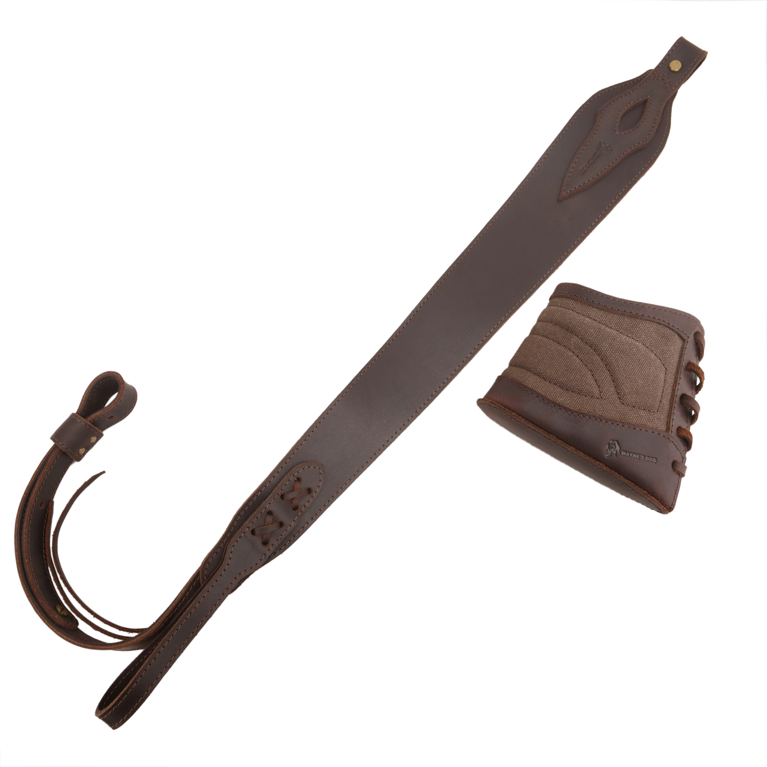 Slip On Recoil Pad with Sling, Leather Canvas Buttstock with Straps Set