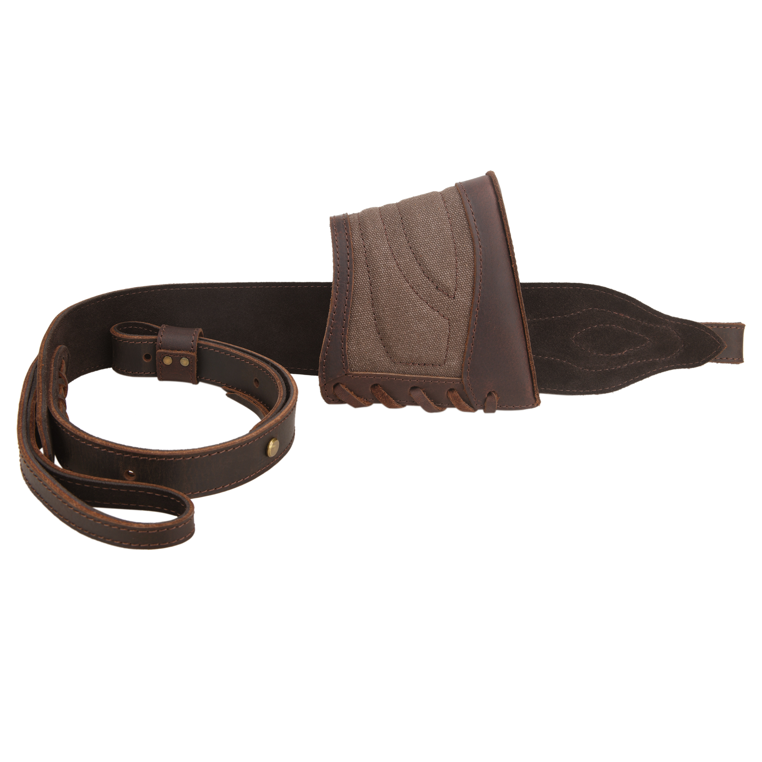 Slip On Recoil Pad with Sling, Leather Canvas Buttstock with Straps Set