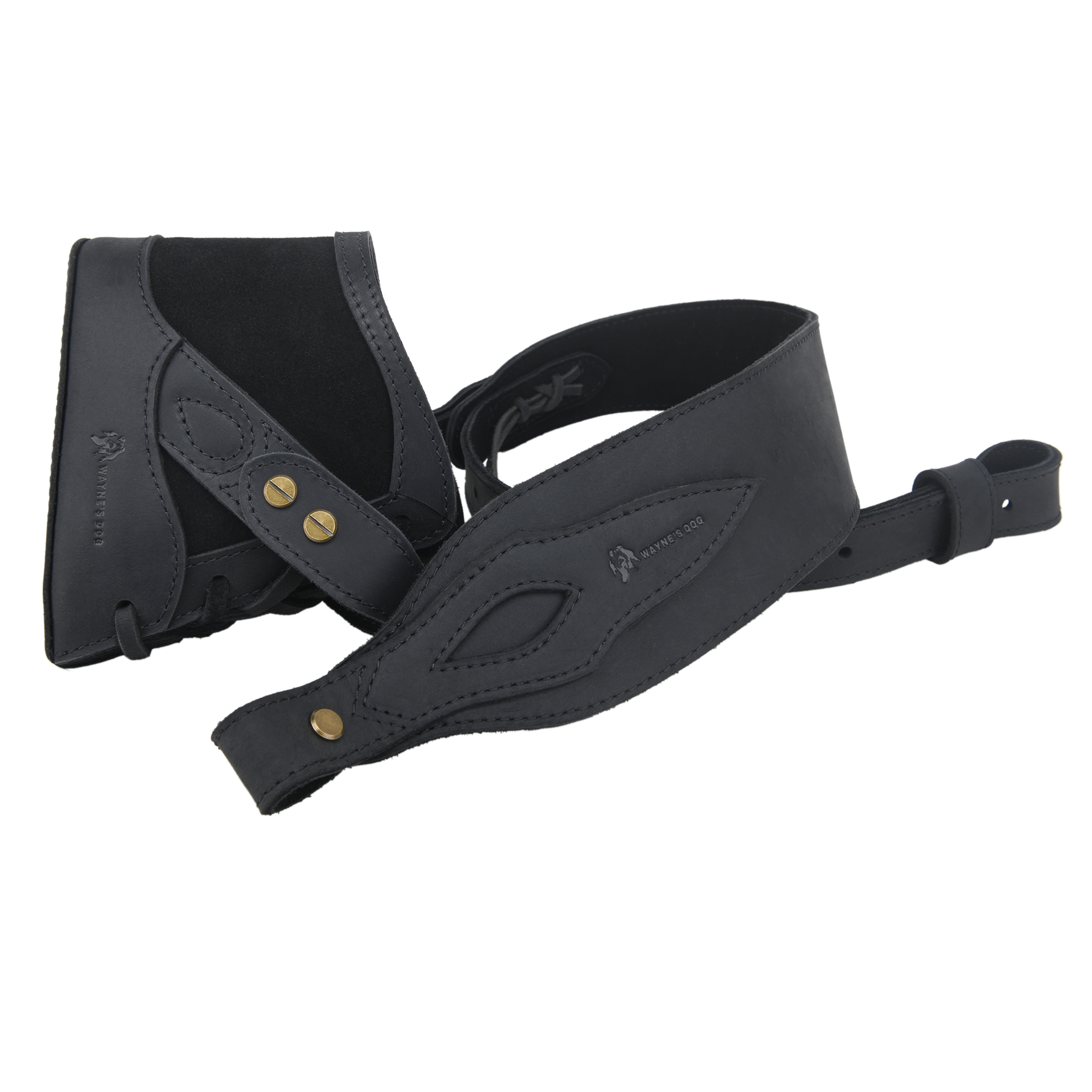 Full Leather No Drill Set Rifle Gun Carry Sling Strap with Recoil Pad