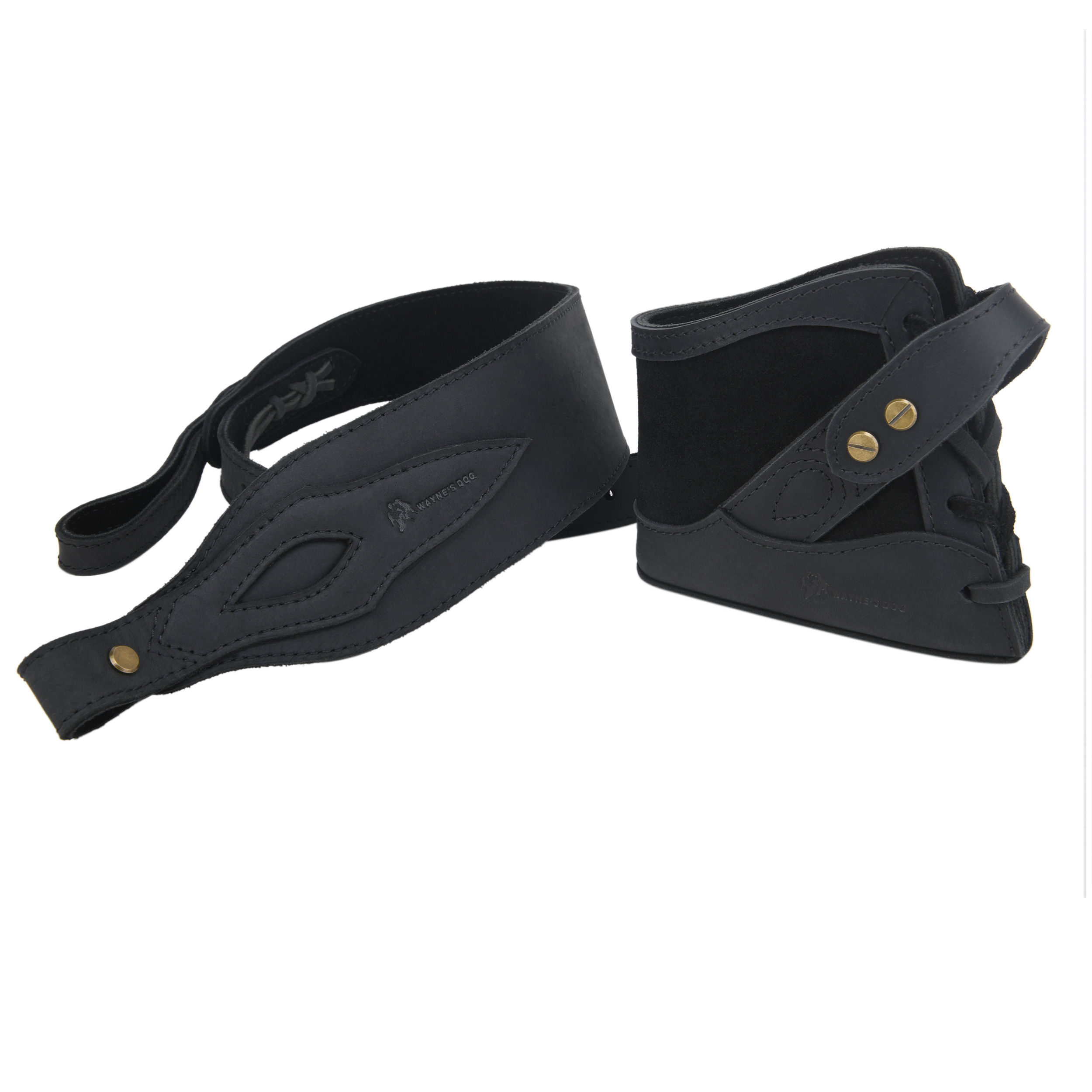 Full Leather No Drill Set Rifle Gun Carry Sling Strap with Recoil Pad