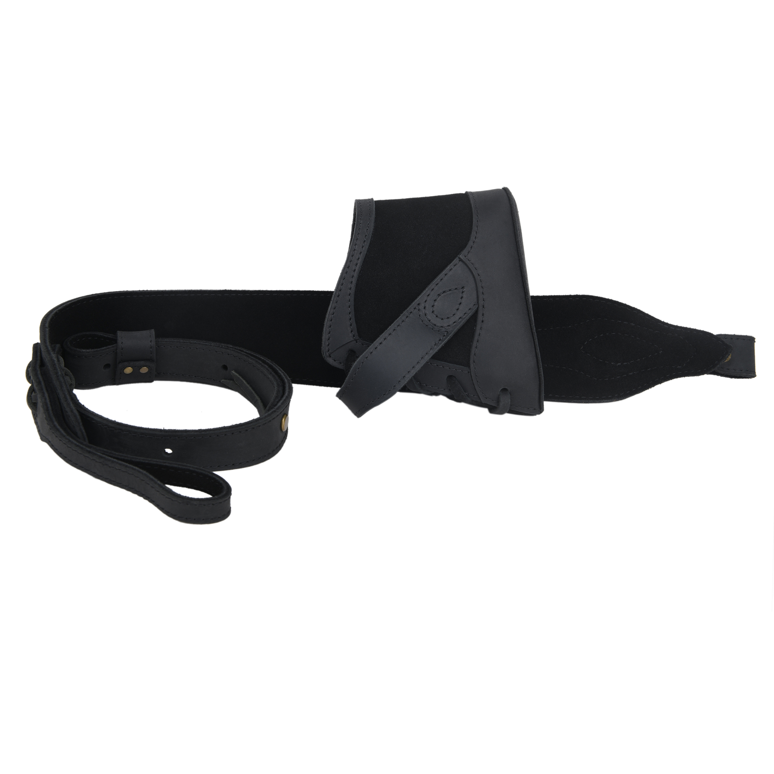 Full Leather No Drill Set Rifle Gun Carry Sling Strap with Recoil Pad