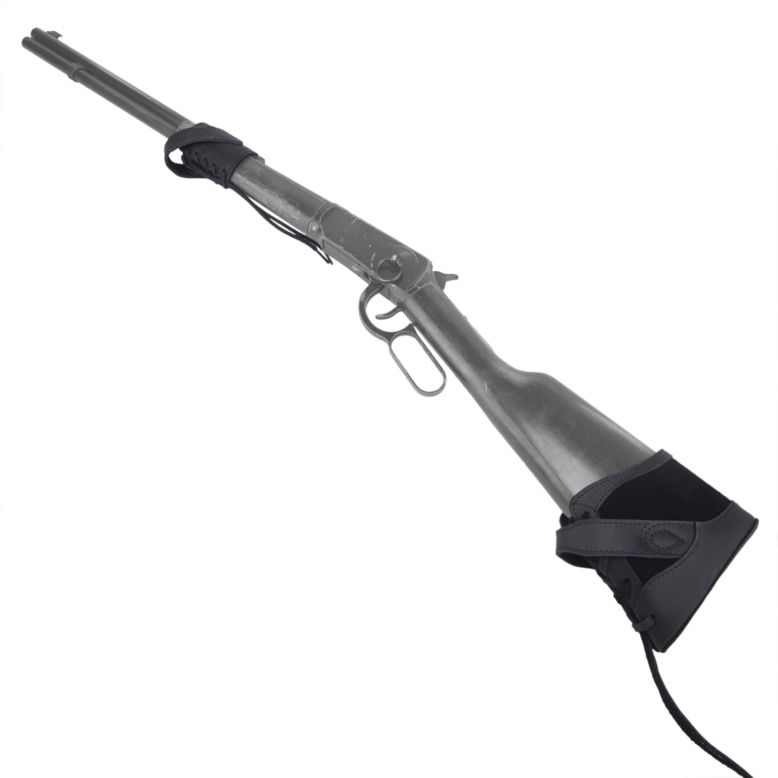 No-Drill Leather Rifle Buttstock Holder with Leather Gun Barrel Mount