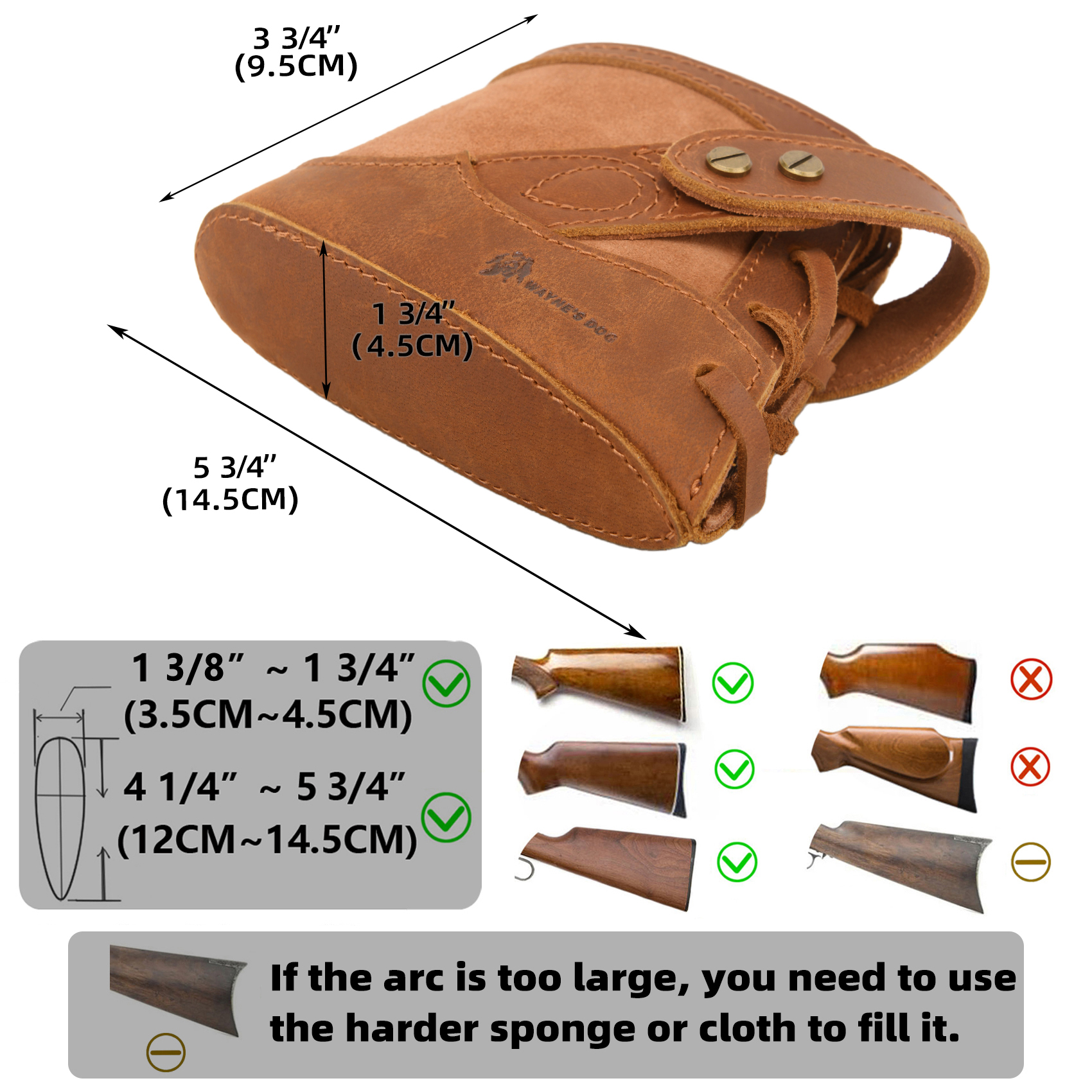 No Drill Soft Leather Rifle Recoil Pad and Shotgun Butt Stock Holster