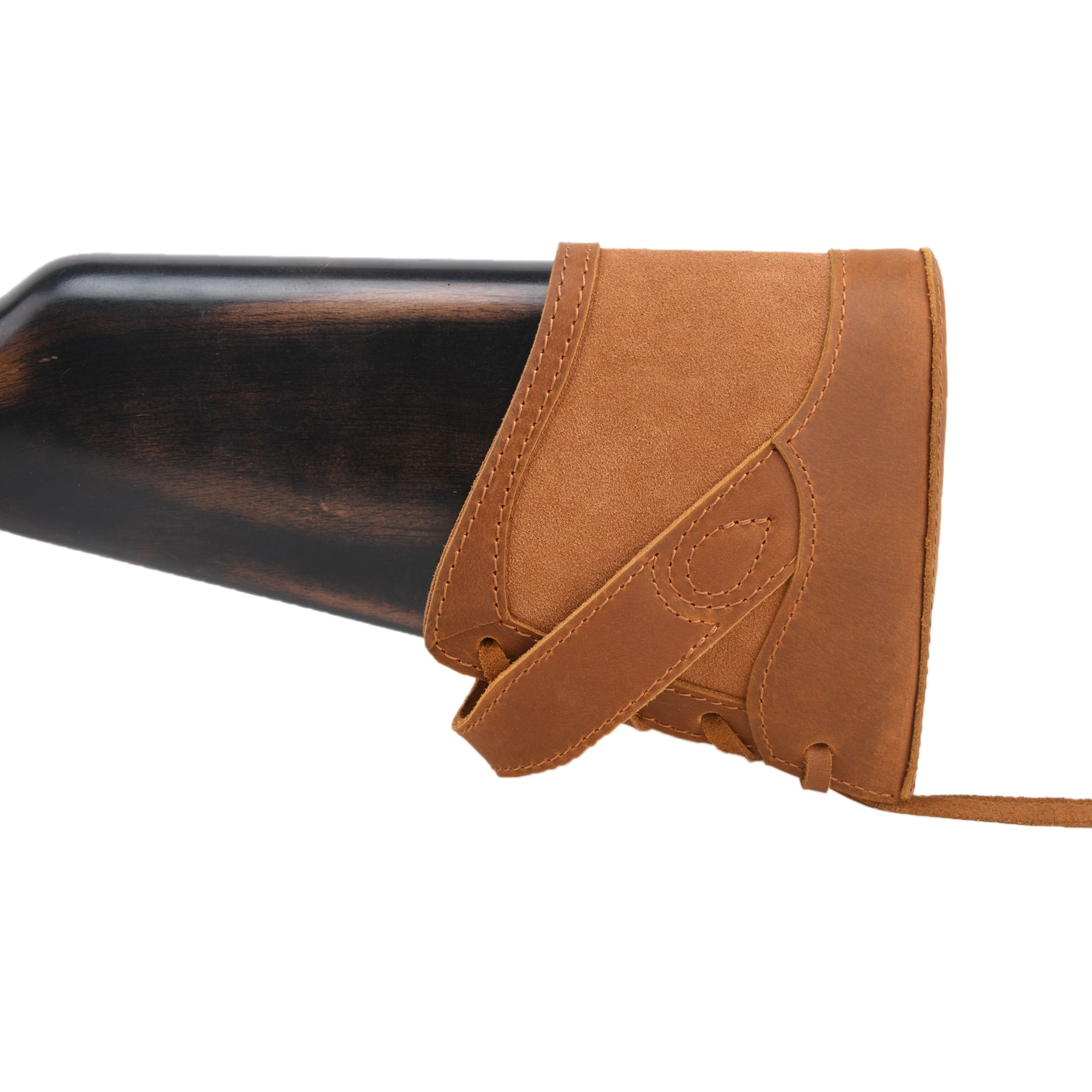 No Drill Soft Leather Rifle Recoil Pad and Shotgun Butt Stock Holster
