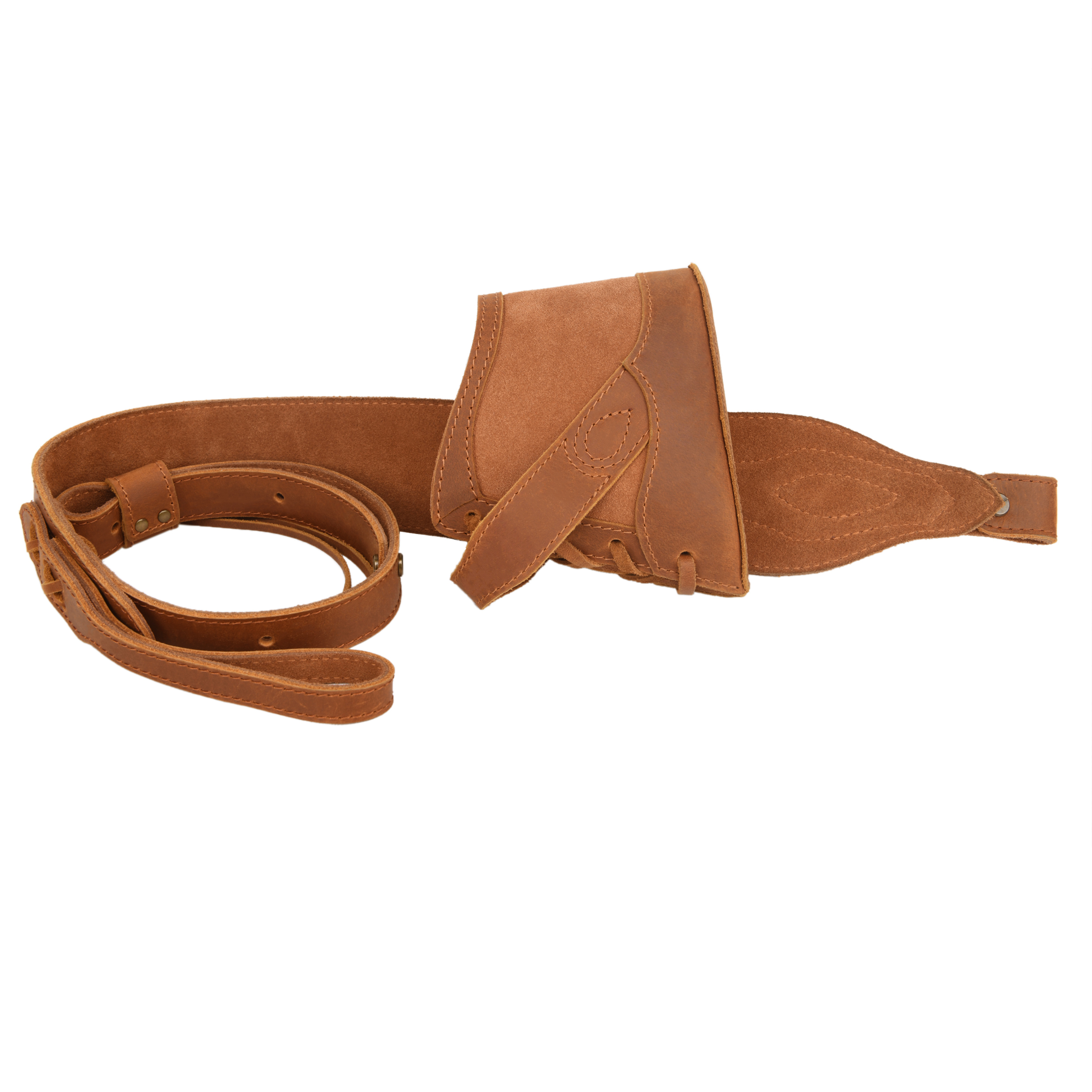 Full Leather No Drill Set Rifle Gun Carry Sling Strap with Recoil Pad