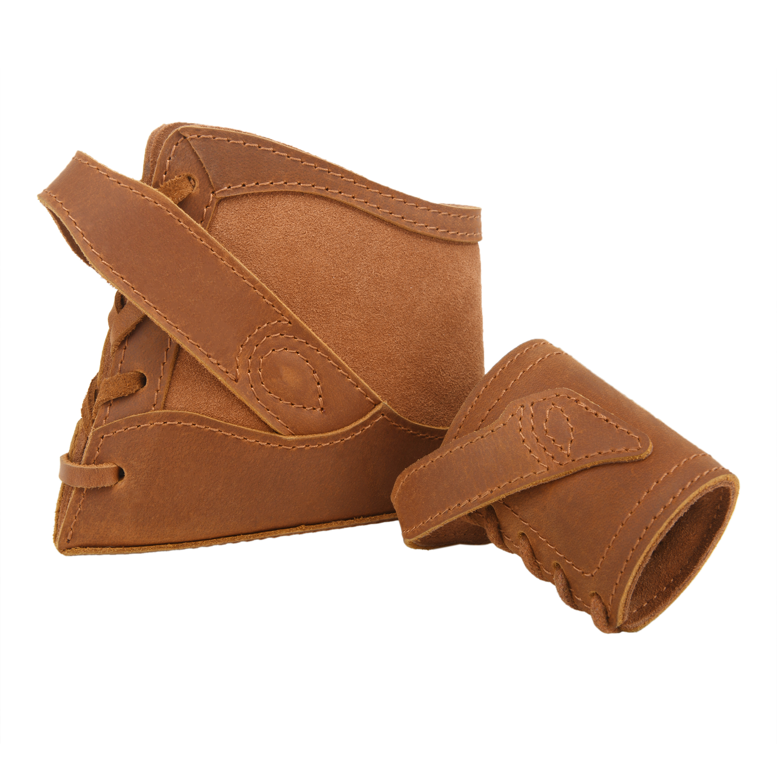 No-Drill Leather Rifle Buttstock Holder with Leather Gun Barrel Mount