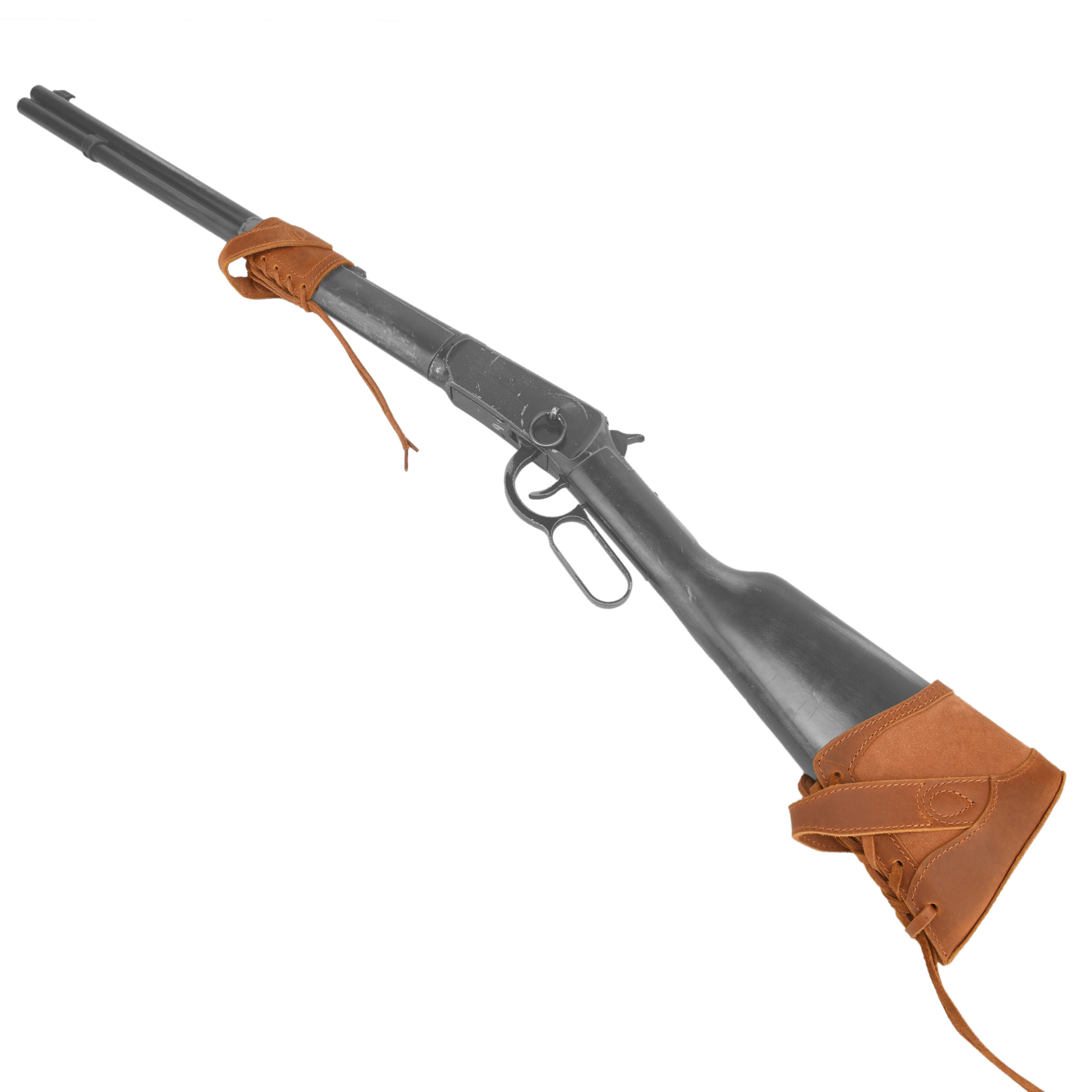 No-Drill Leather Rifle Buttstock Holder with Leather Gun Barrel Mount