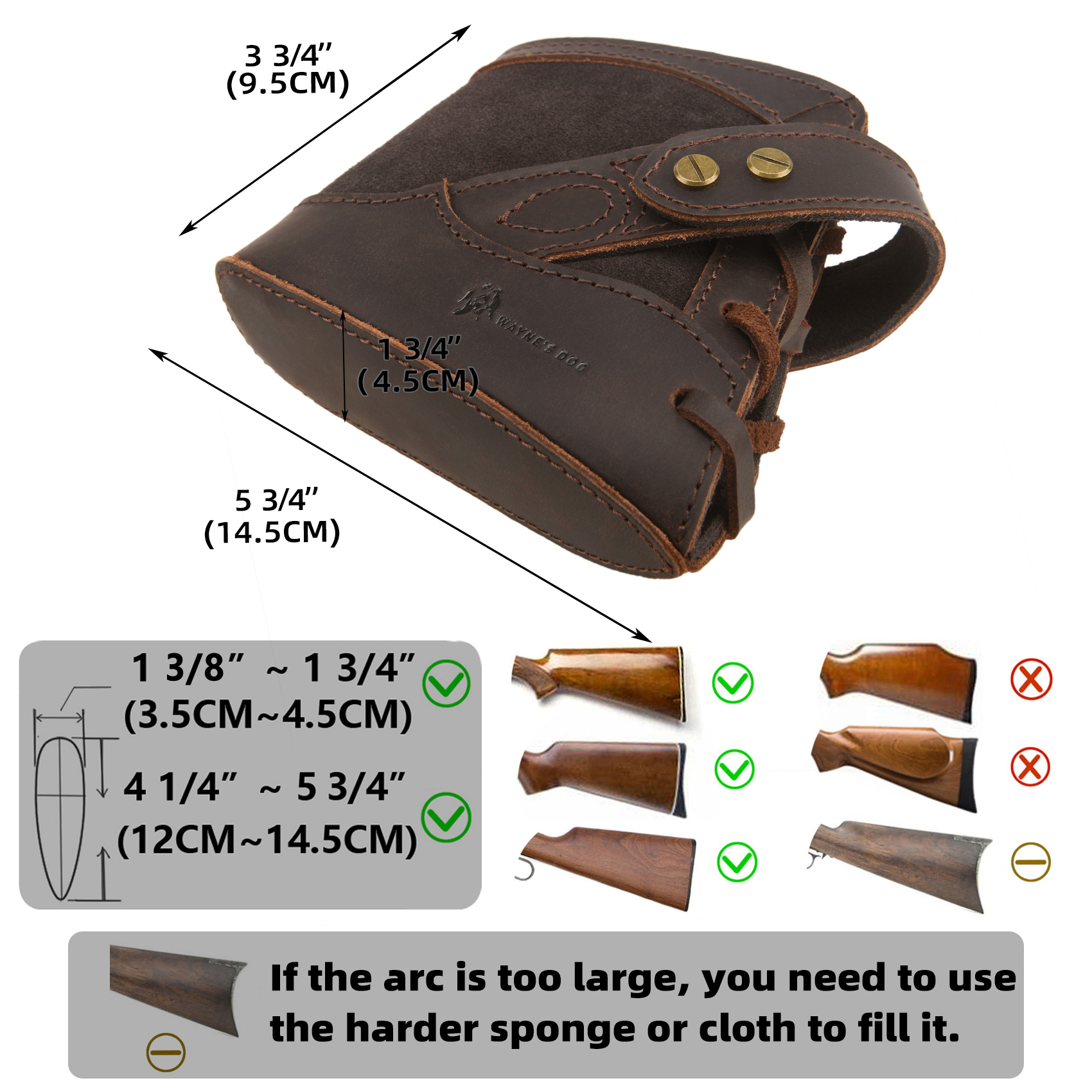 No Drill Soft Leather Rifle Recoil Pad and Shotgun Butt Stock Holster