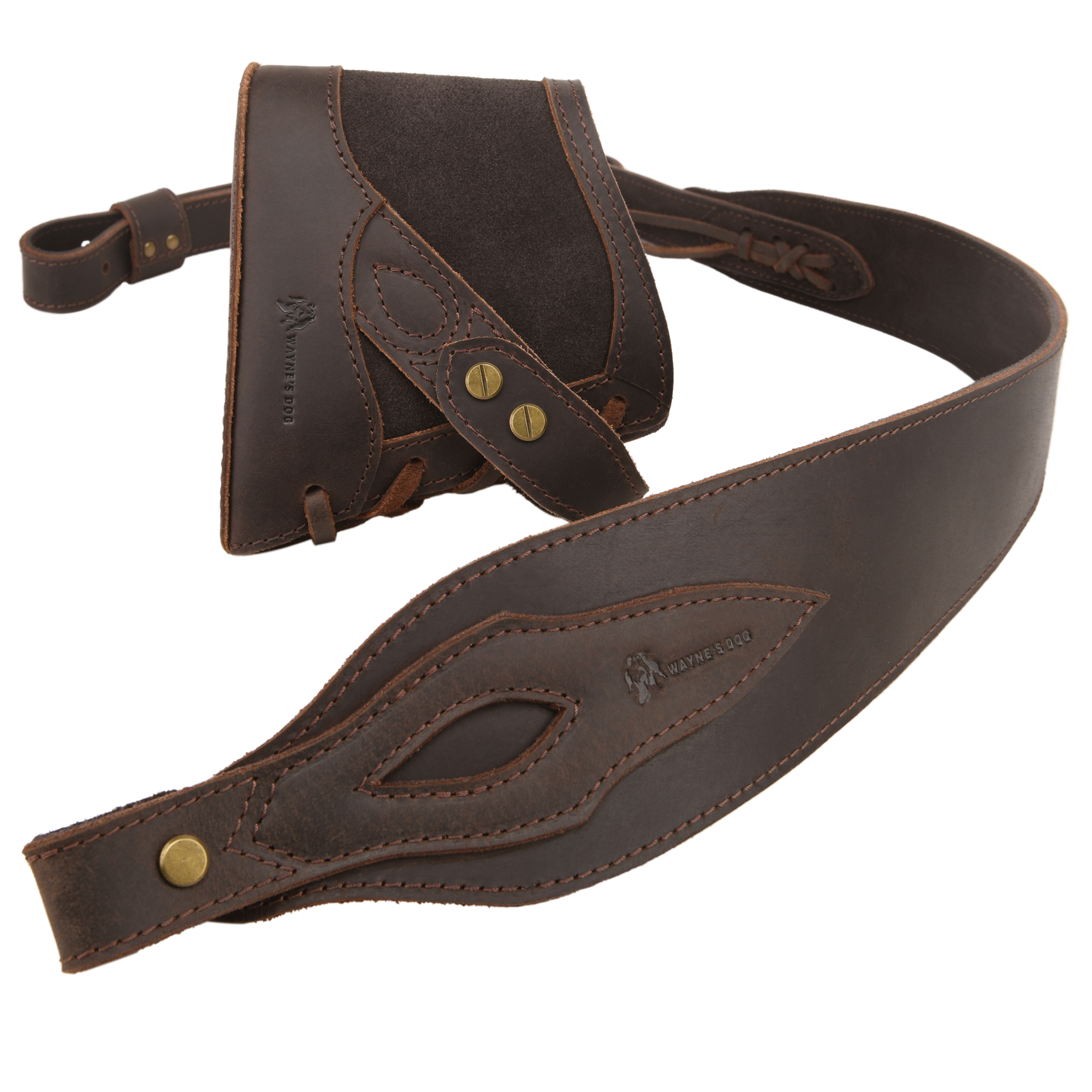 Full Leather No Drill Set Rifle Gun Carry Sling Strap with Recoil Pad