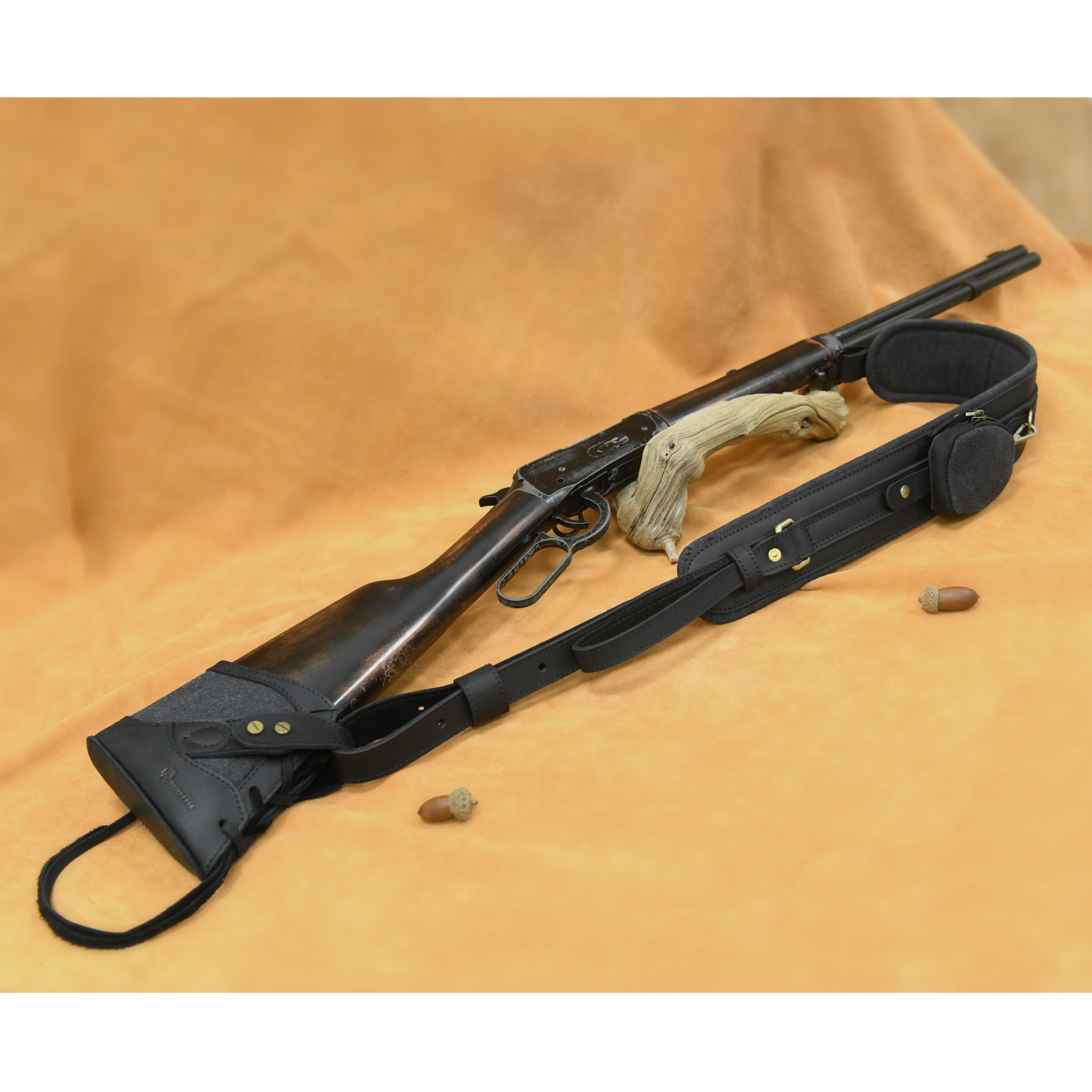 Vintage Canvas Leather Rifle Butt Recoil Pad, Gun Carry Sling Shoulder Strap Set
