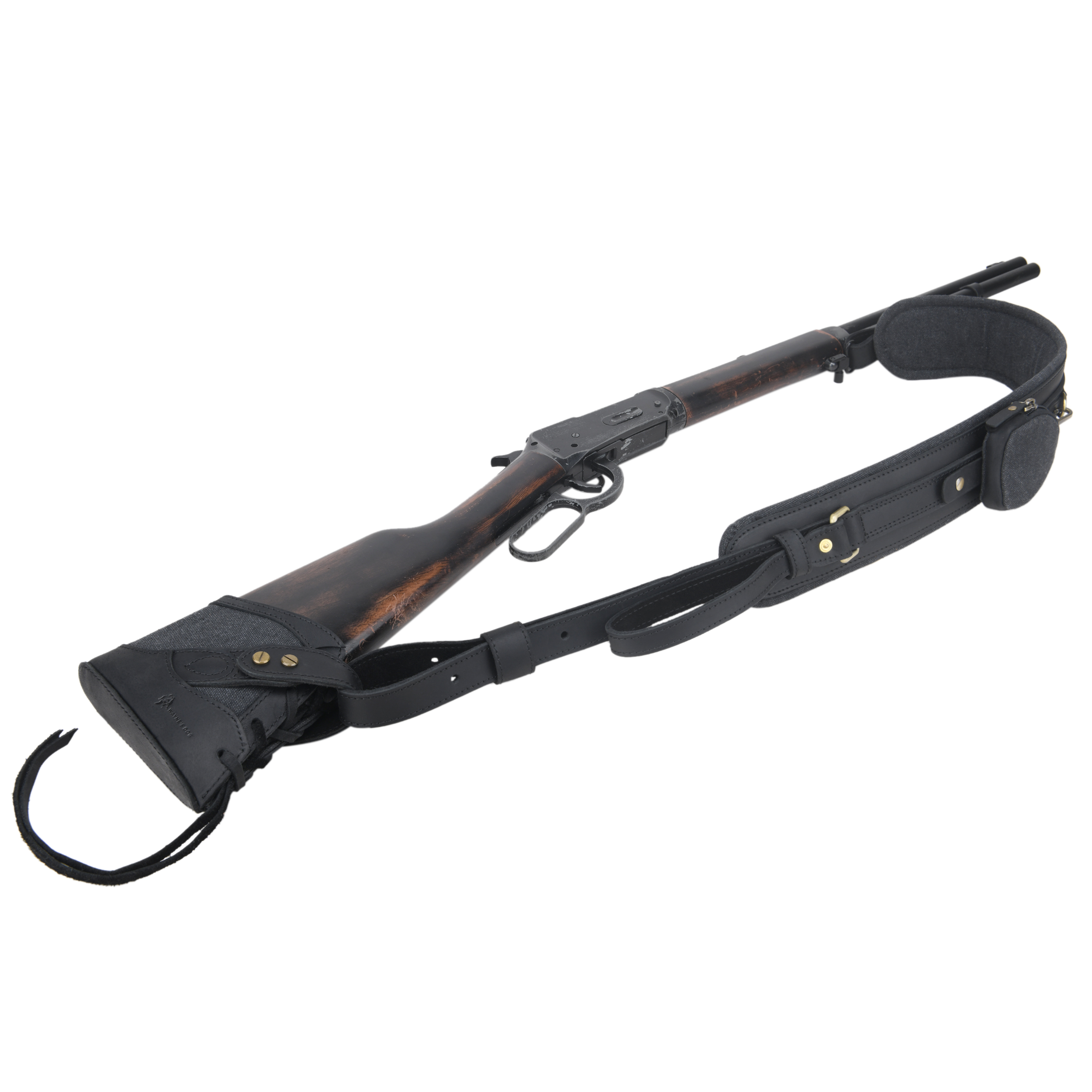 Vintage Canvas Leather Rifle Butt Recoil Pad, Gun Carry Sling Shoulder Strap Set