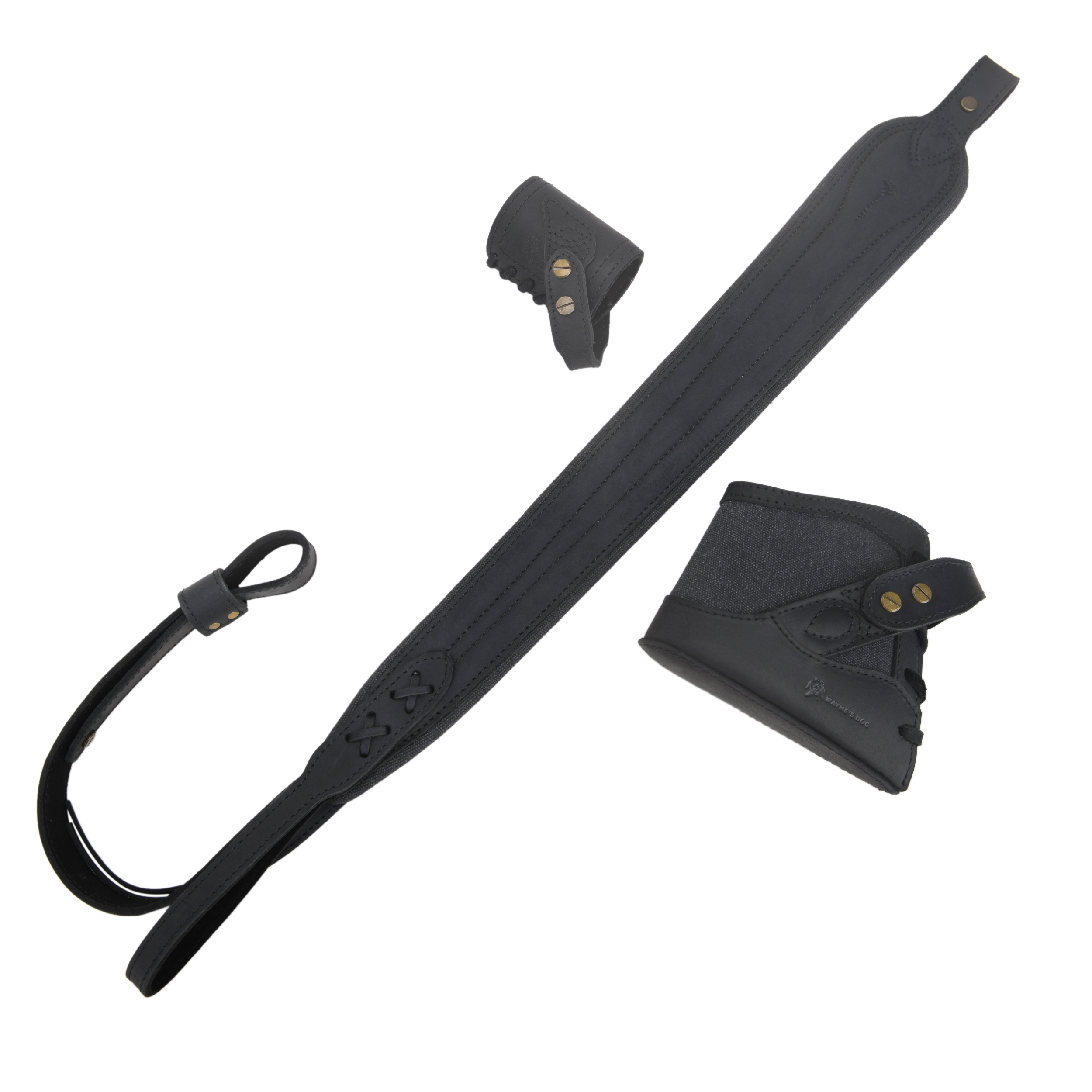 No Drill Leather Canvas Gun Recoil Pad Buttstock , Gun Barrel Mount with Shoulder Sling