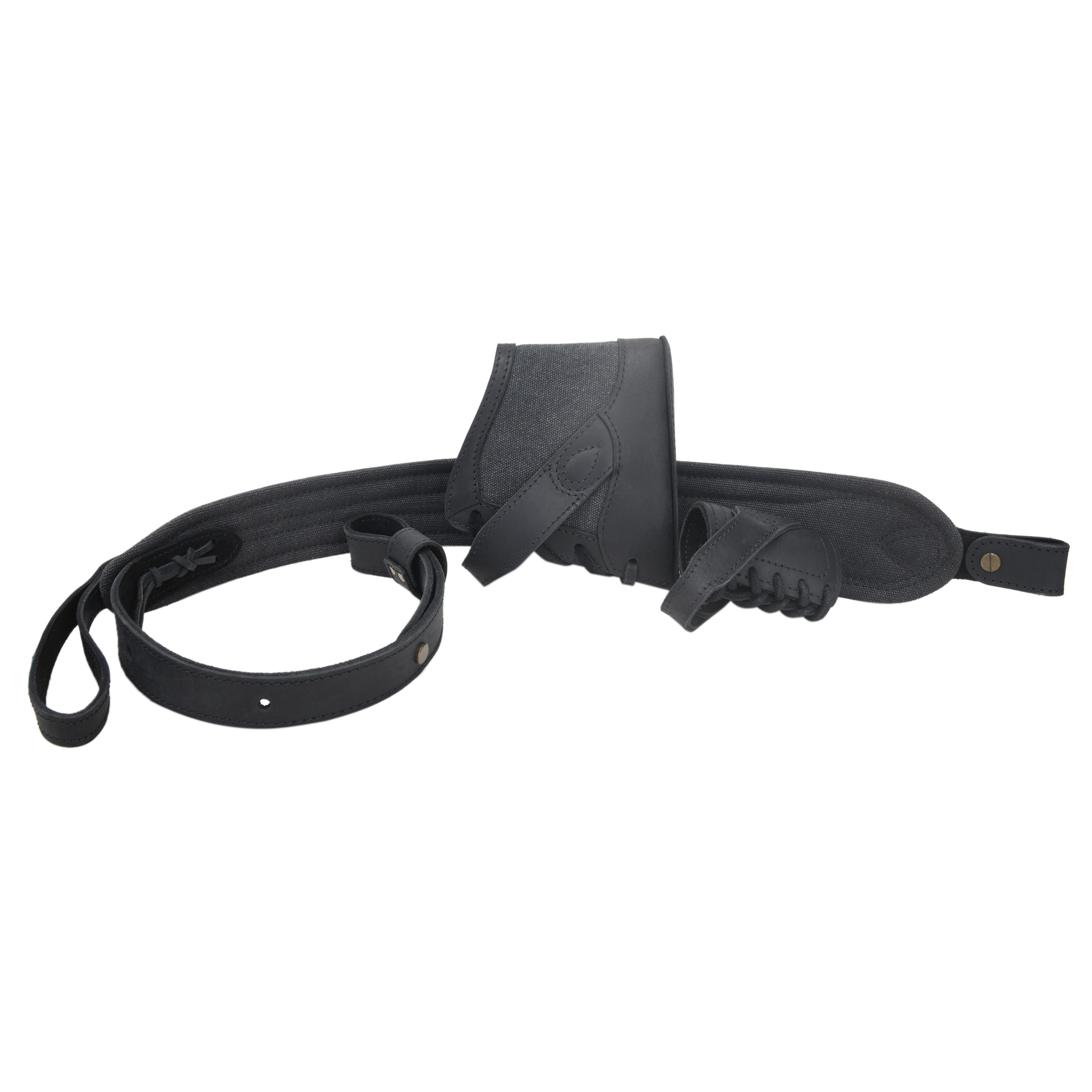 No Drill Leather Canvas Gun Recoil Pad Buttstock , Gun Barrel Mount with Shoulder Sling