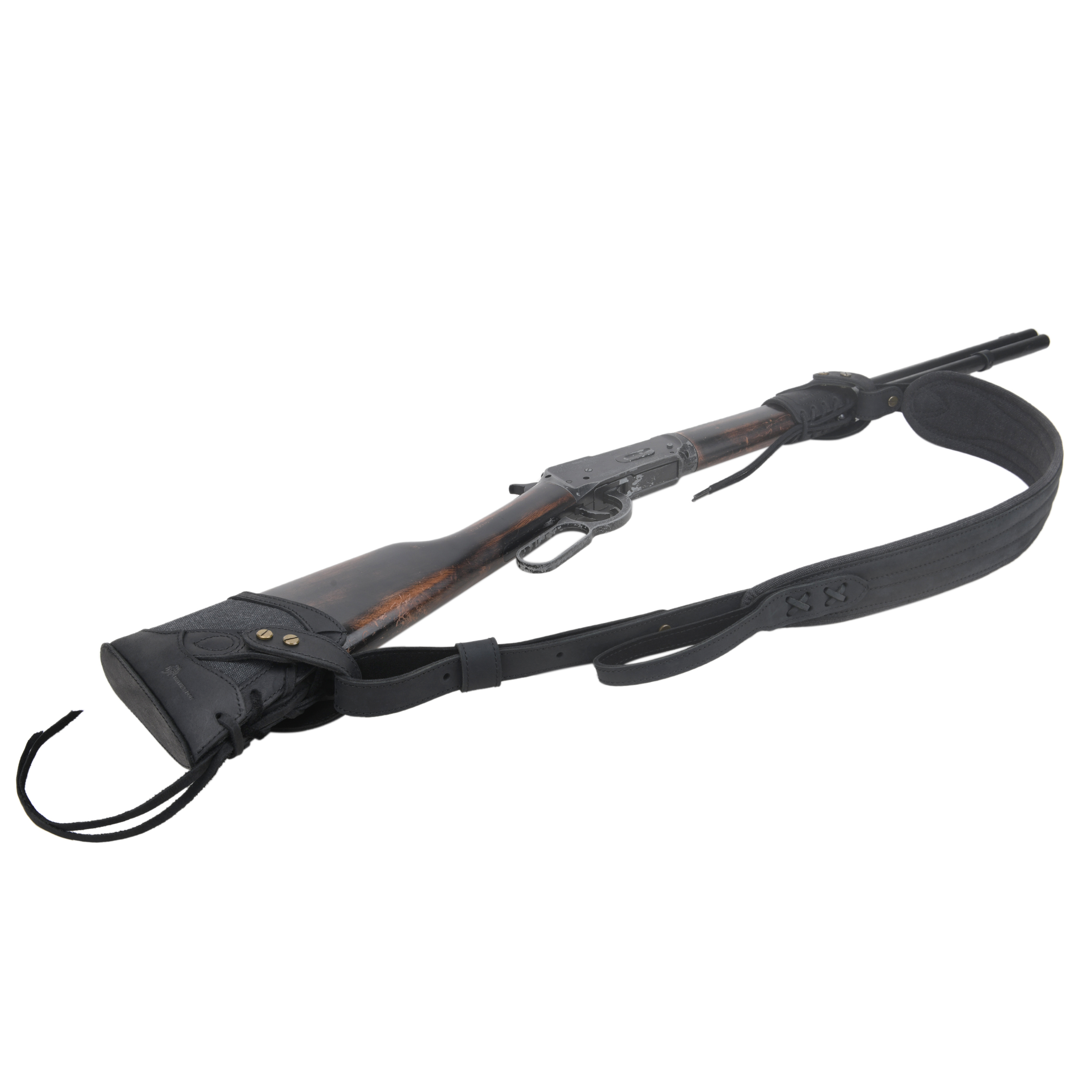 No Drill Leather Canvas Gun Recoil Pad Buttstock , Gun Barrel Mount with Shoulder Sling