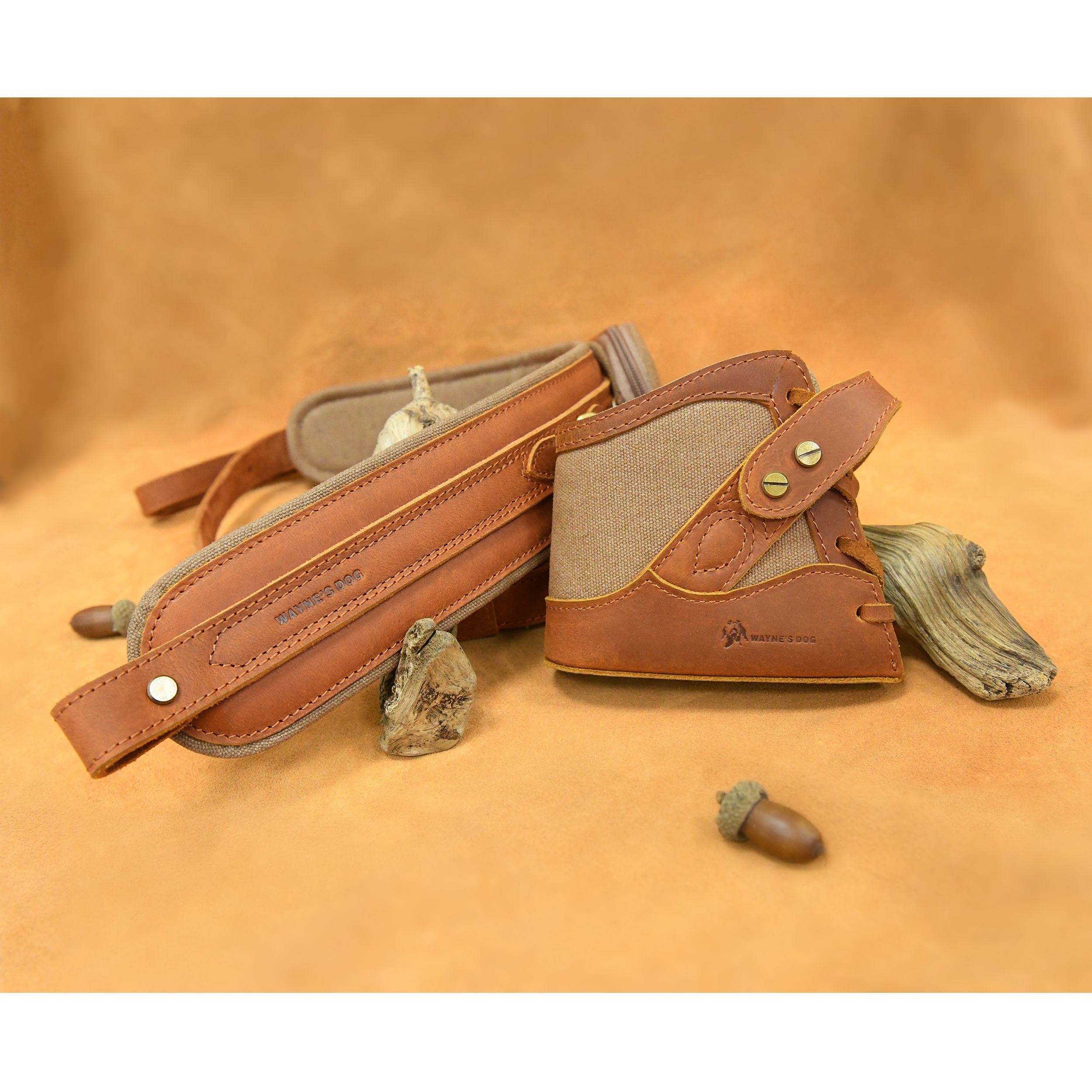 Vintage Canvas Leather Rifle Butt Recoil Pad, Gun Carry Sling Shoulder Strap Set