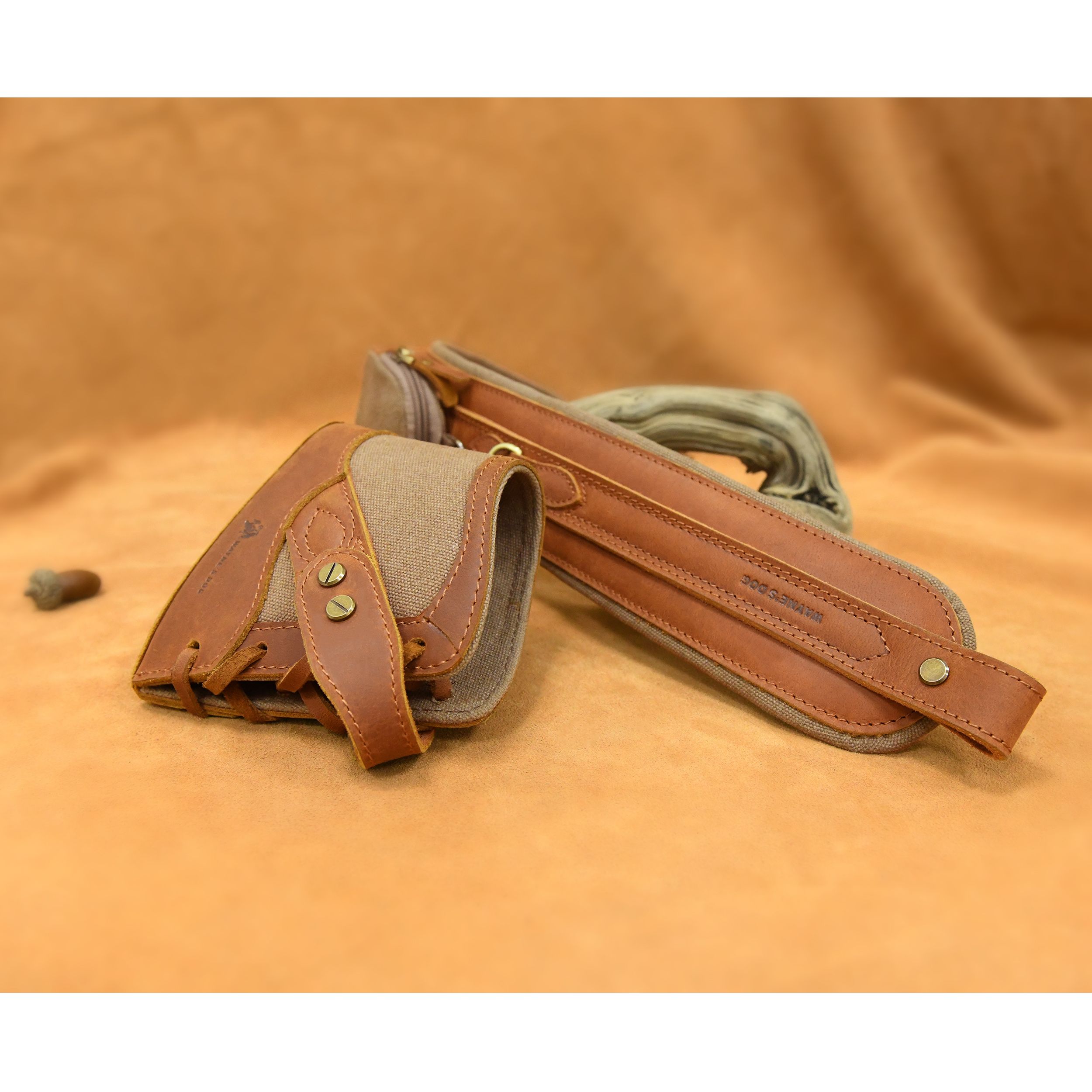 Vintage Canvas Leather Rifle Butt Recoil Pad, Gun Carry Sling Shoulder Strap Set