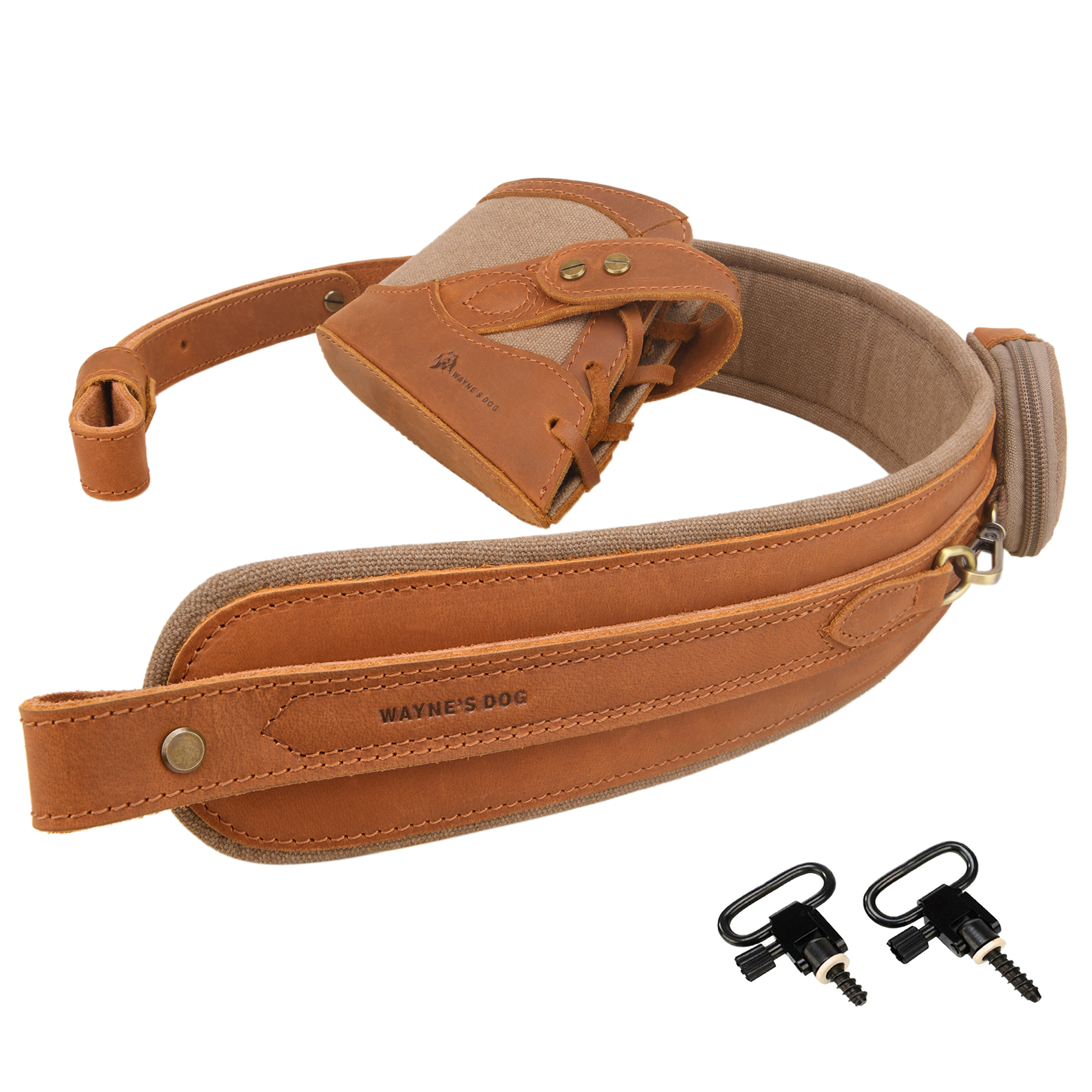 Vintage Canvas Leather Rifle Butt Recoil Pad, Gun Carry Sling Shoulder Strap Set