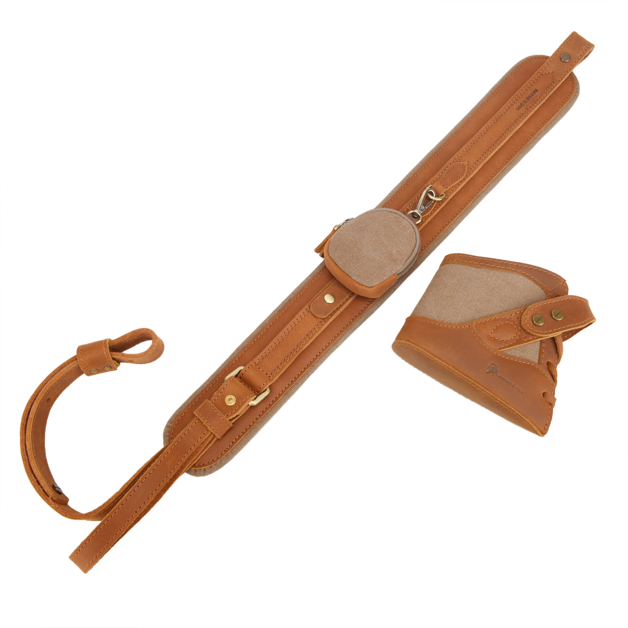 Vintage Canvas Leather Rifle Butt Recoil Pad, Gun Carry Sling Shoulder Strap Set