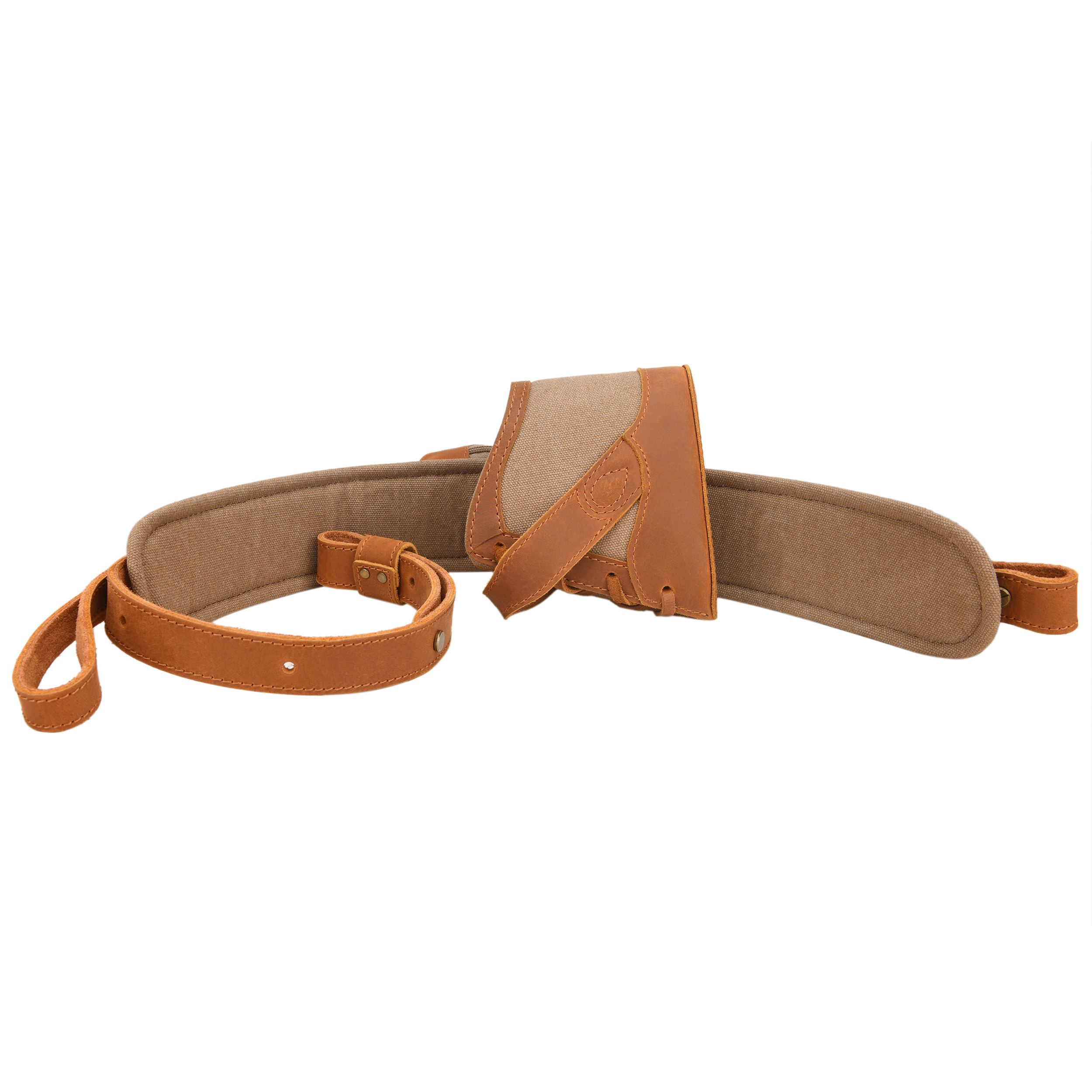 Vintage Canvas Leather Rifle Butt Recoil Pad, Gun Carry Sling Shoulder Strap Set
