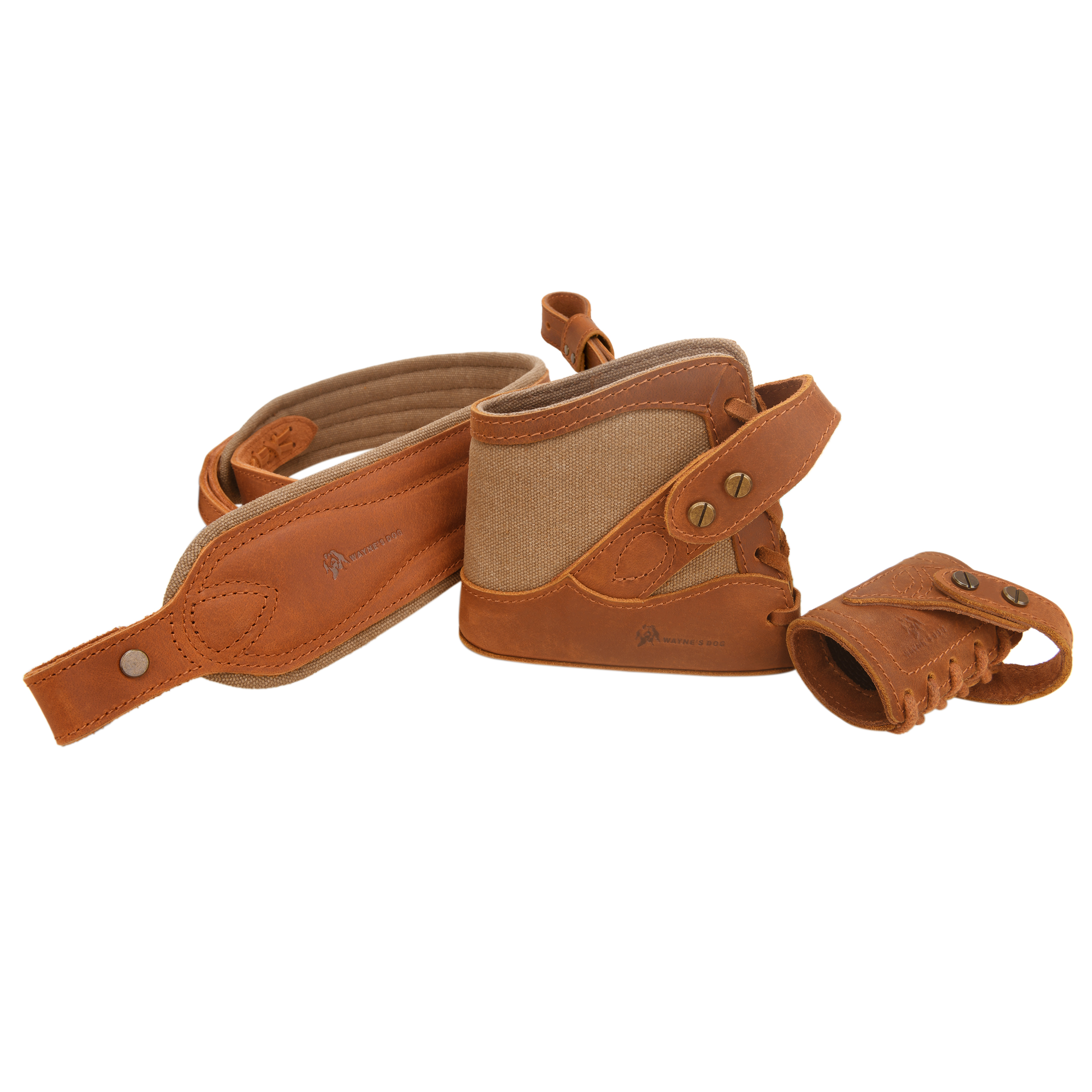 No Drill Leather Canvas Gun Recoil Pad Buttstock , Gun Barrel Mount with Shoulder Sling