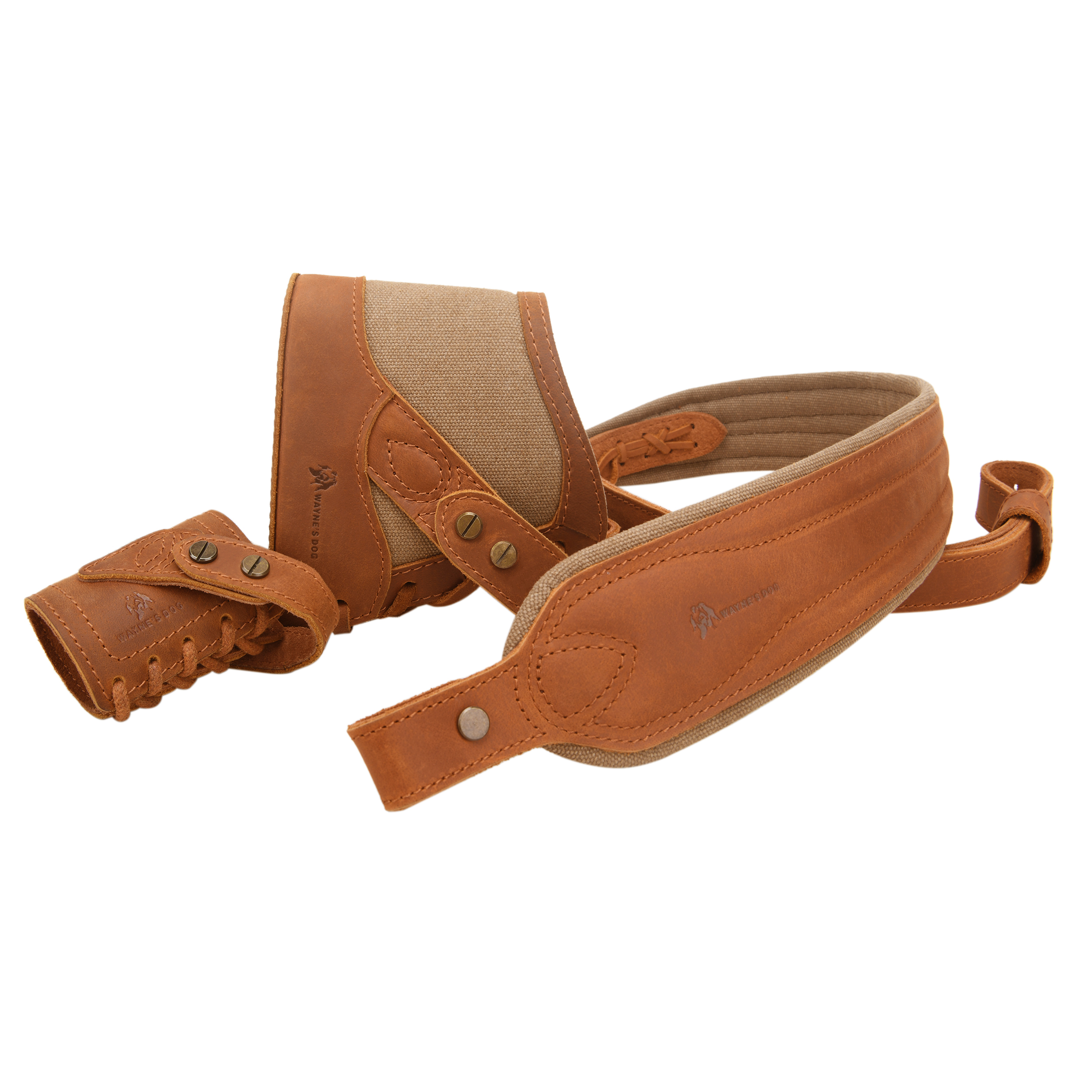 No Drill Leather Canvas Gun Recoil Pad Buttstock , Gun Barrel Mount with Shoulder Sling