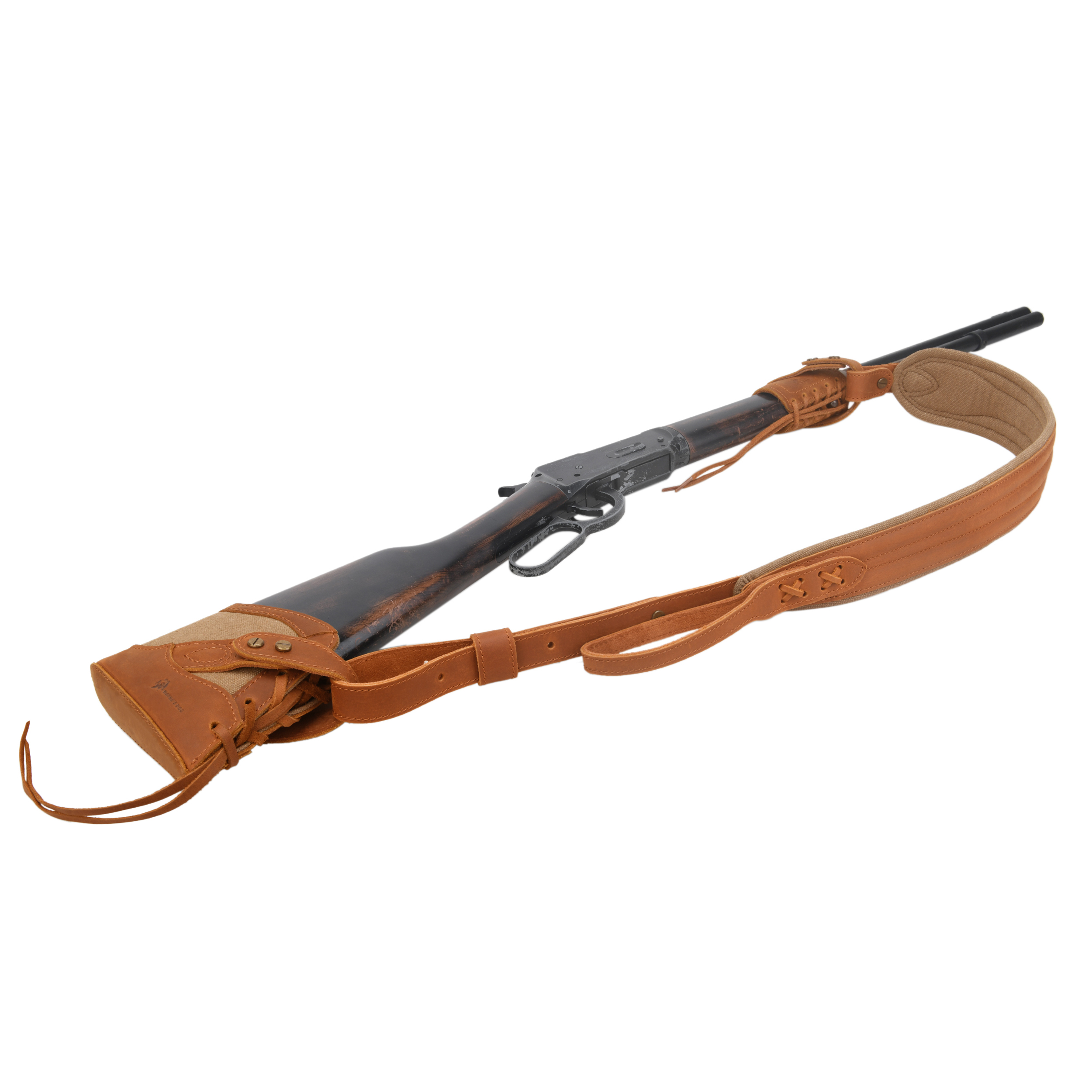 No Drill Leather Canvas Gun Recoil Pad Buttstock , Gun Barrel Mount with Shoulder Sling